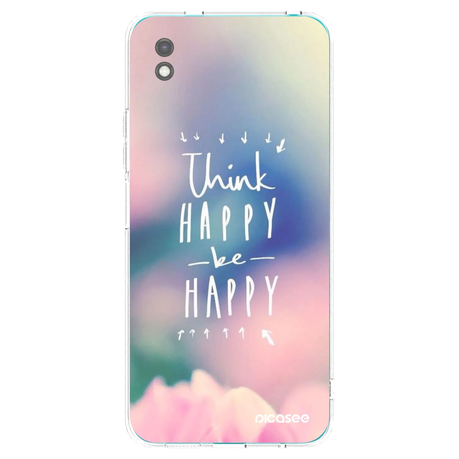 Picasee silikonowe czarne etui na Xiaomi Redmi 9A - Think happy be happy