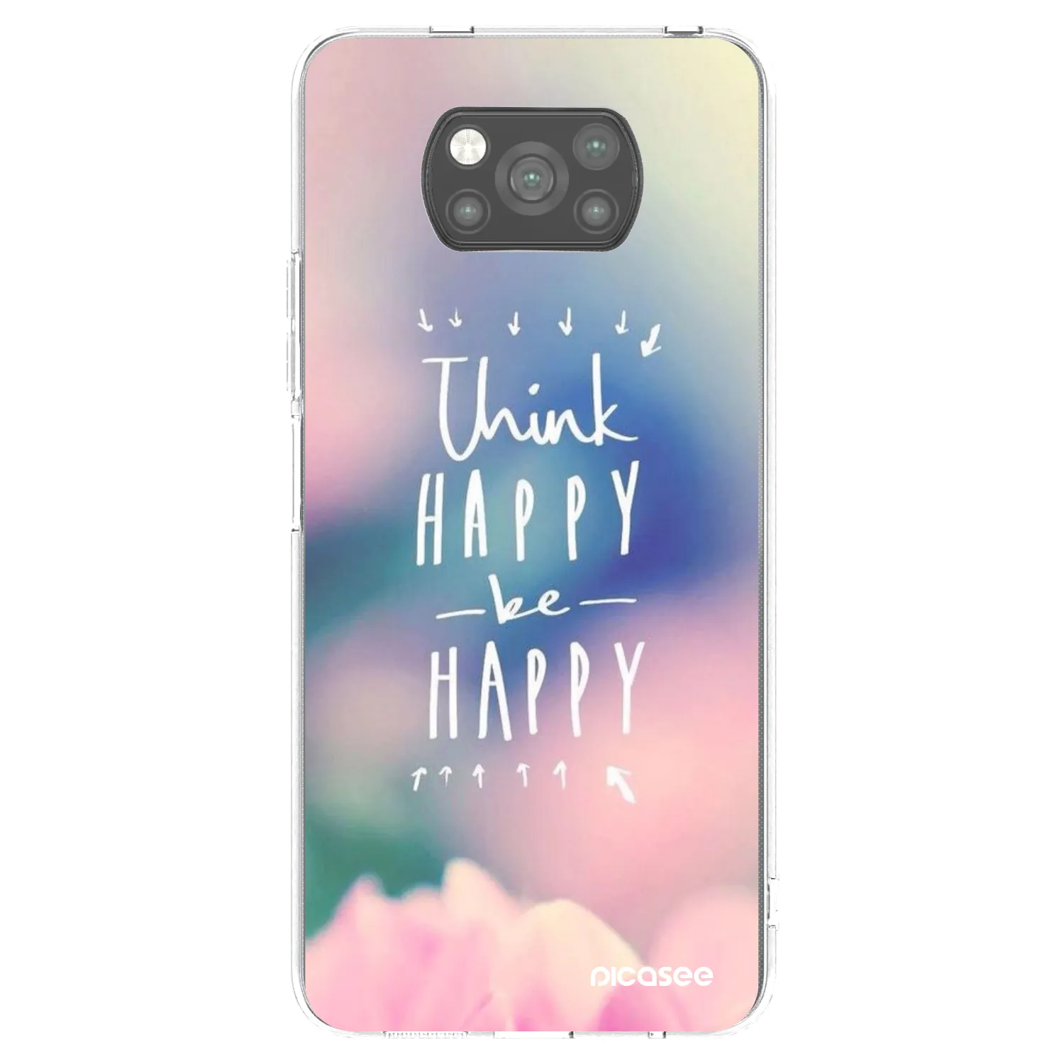 Picasee silikonowe czarne etui na Xiaomi Poco X3 - Think happy be happy