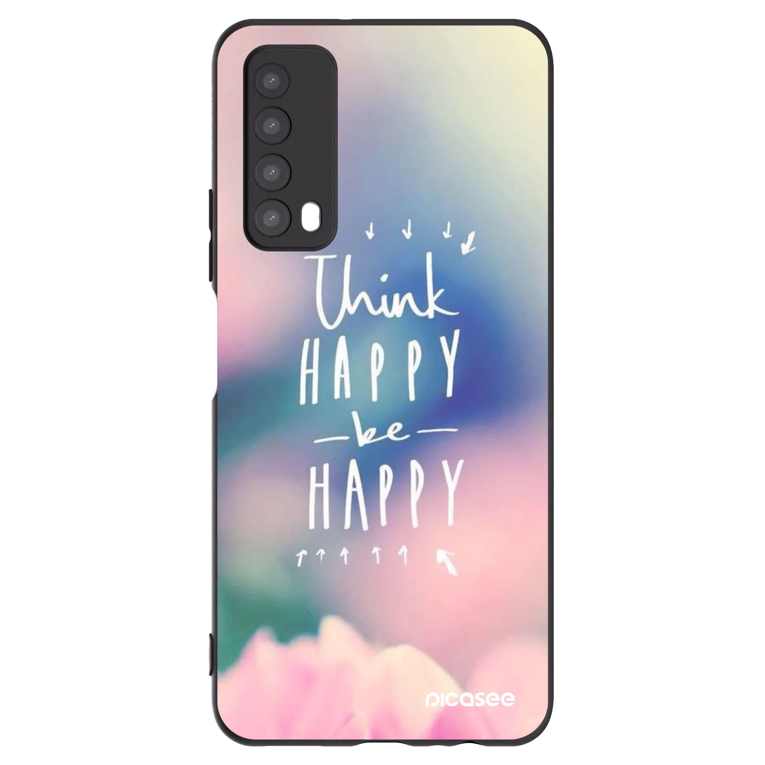 Picasee silikonowe czarne etui na Huawei P Smart 2021 - Think happy be happy