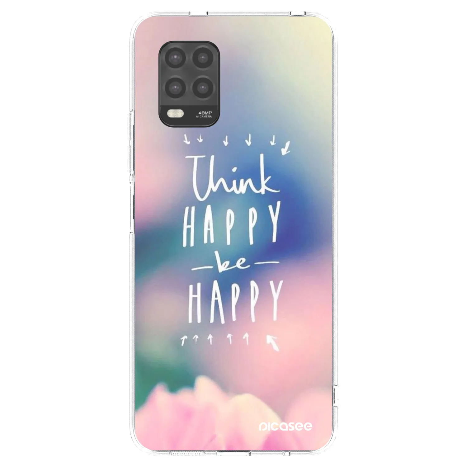 Picasee silikonowe przeźroczyste etui na Xiaomi Mi 10 Lite - Think happy be happy