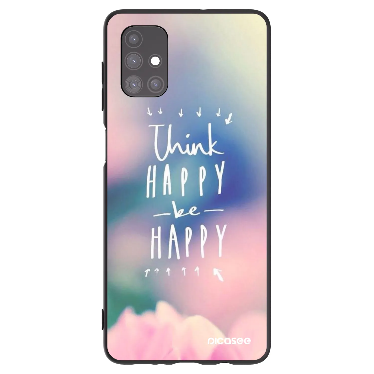Picasee silikonowe czarne etui na Samsung Galaxy M51 M515F - Think happy be happy