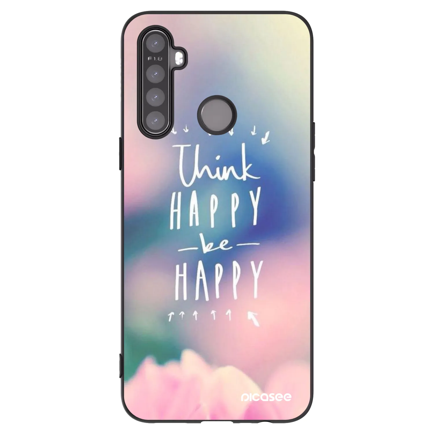 Picasee silikonowe czarne etui na Realme 5 - Think happy be happy