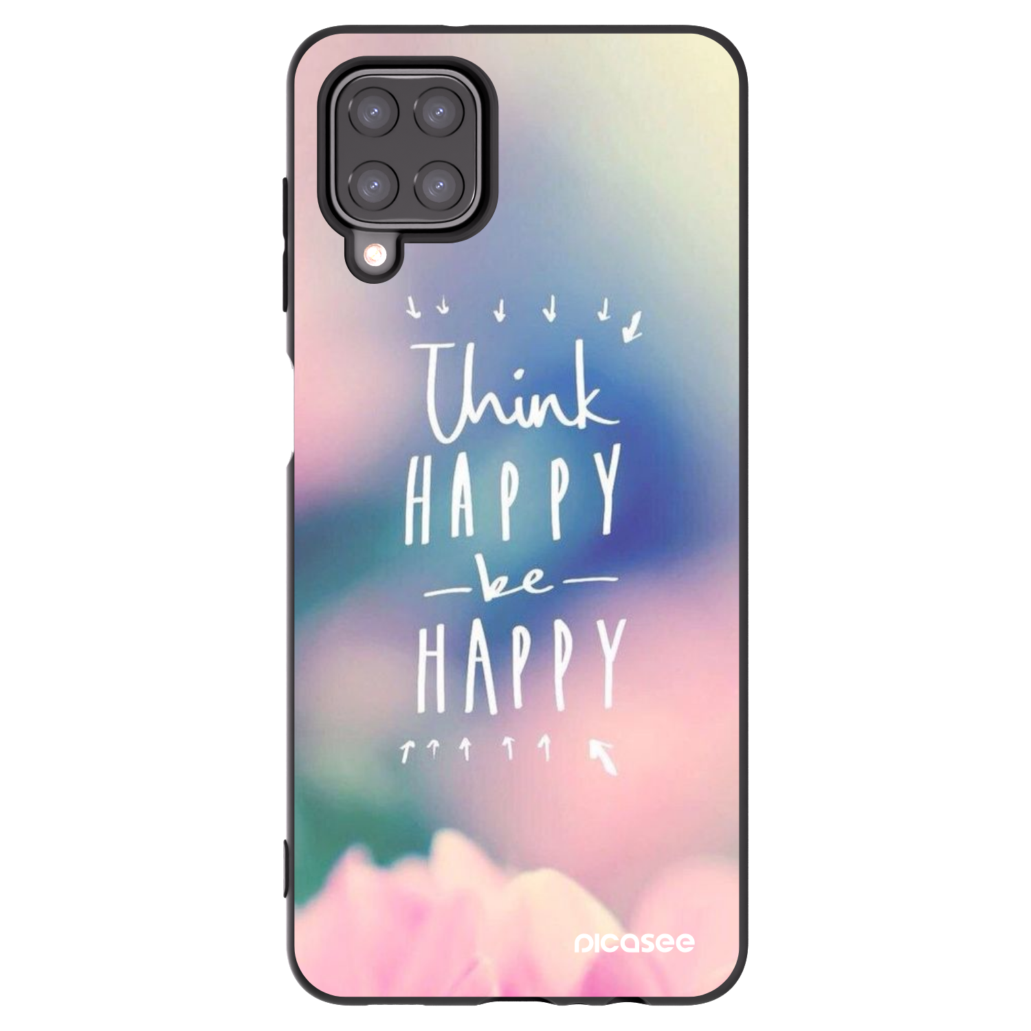 Picasee silikonowe czarne etui na Samsung Galaxy A12 A125F - Think happy be happy