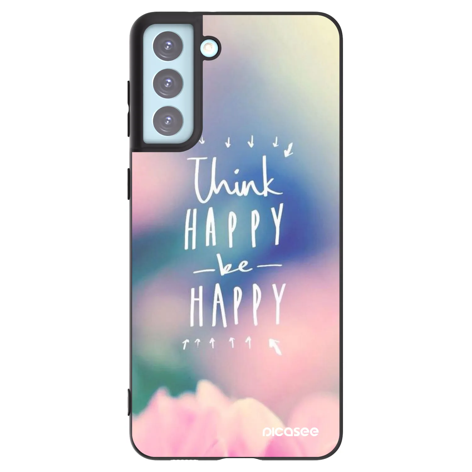 Picasee silikonowe czarne etui na Samsung Galaxy S21+ 5G G996F - Think happy be happy