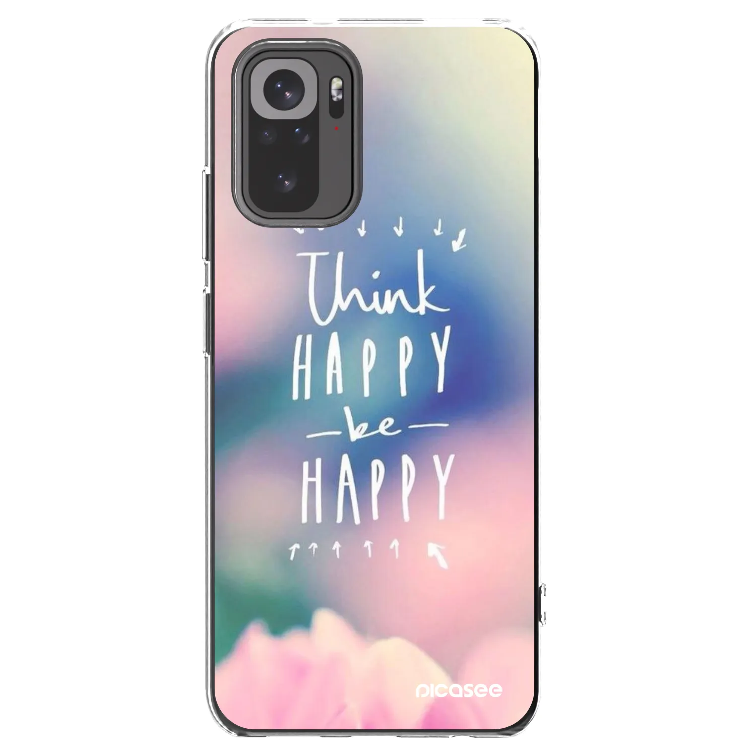 Picasee silikonowe przeźroczyste etui na Xiaomi Redmi Note 10 - Think happy be happy
