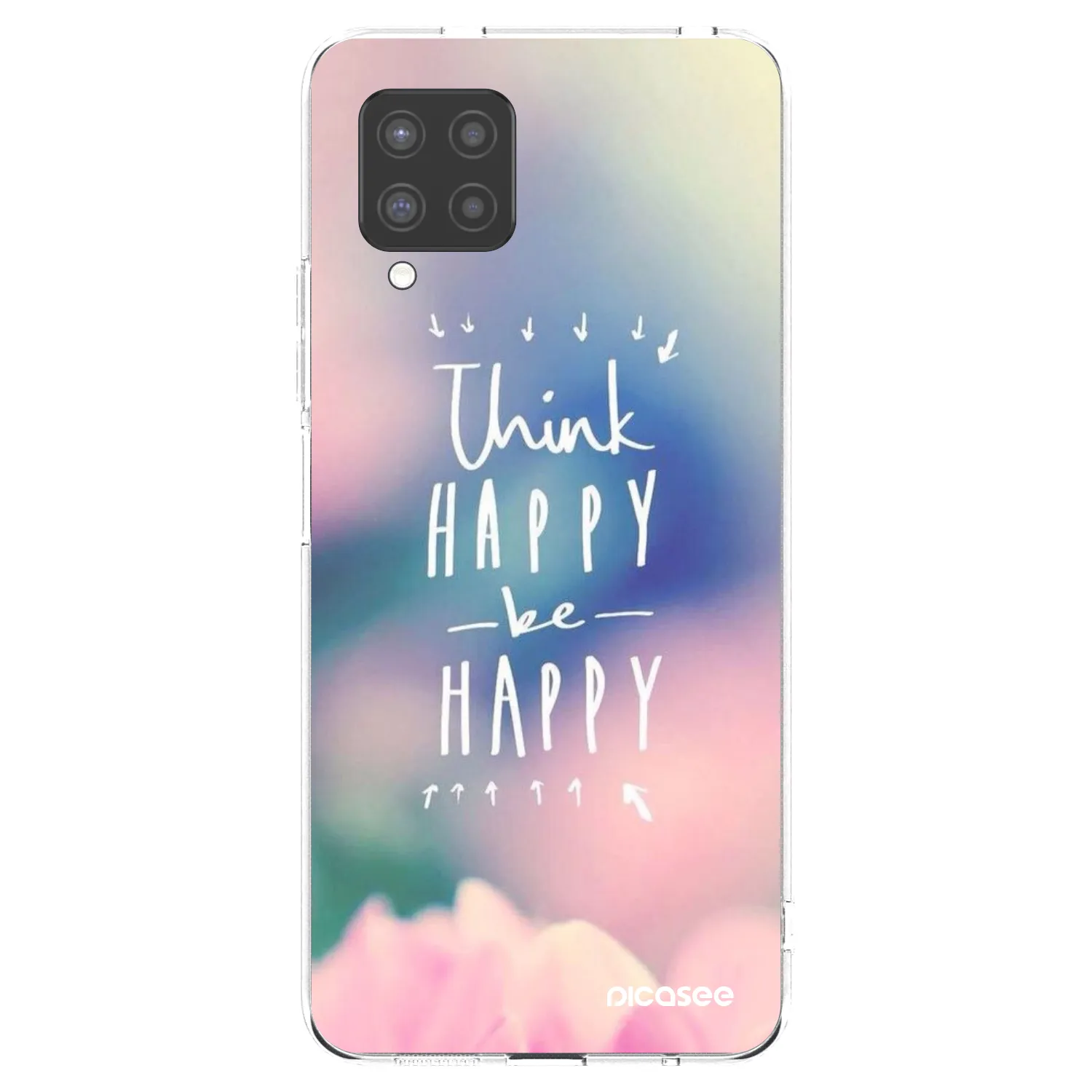 Picasee silikonowe przeźroczyste etui na Samsung Galaxy A42 A426B - Think happy be happy