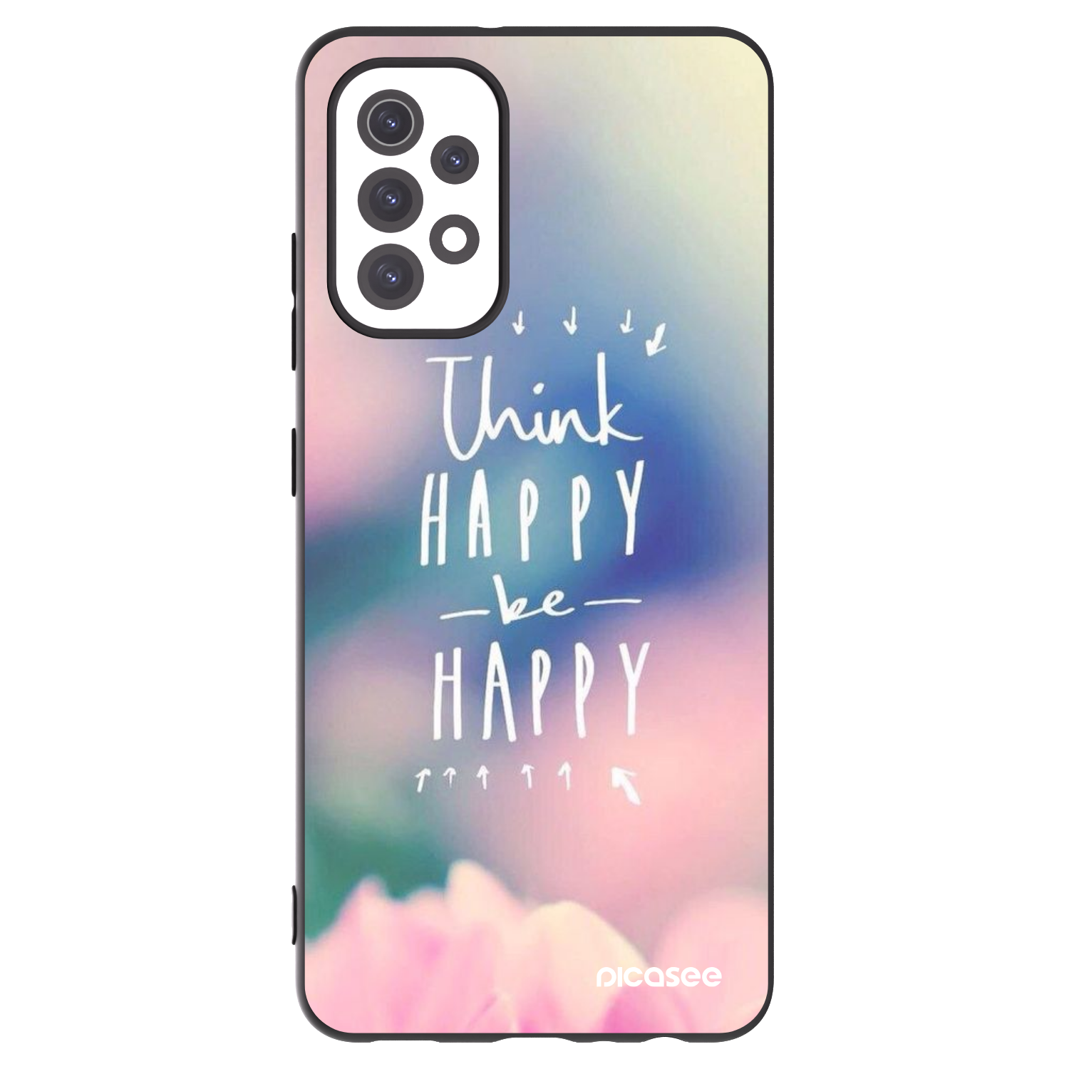 Picasee silikonowe czarne etui na Samsung Galaxy A32 5G A326B - Think happy be happy