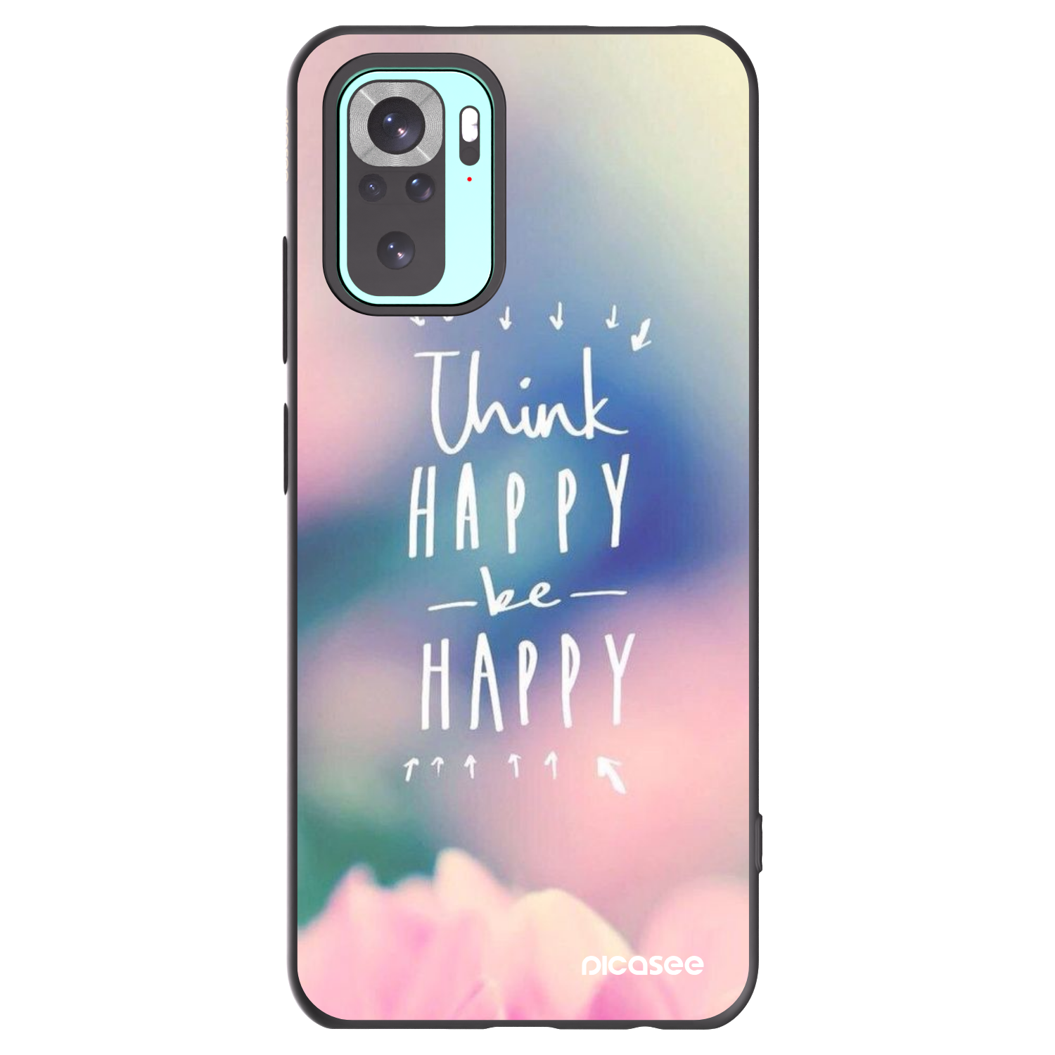 Picasee silikonowe czarne etui na Xiaomi Redmi Note 10 Pro - Think happy be happy