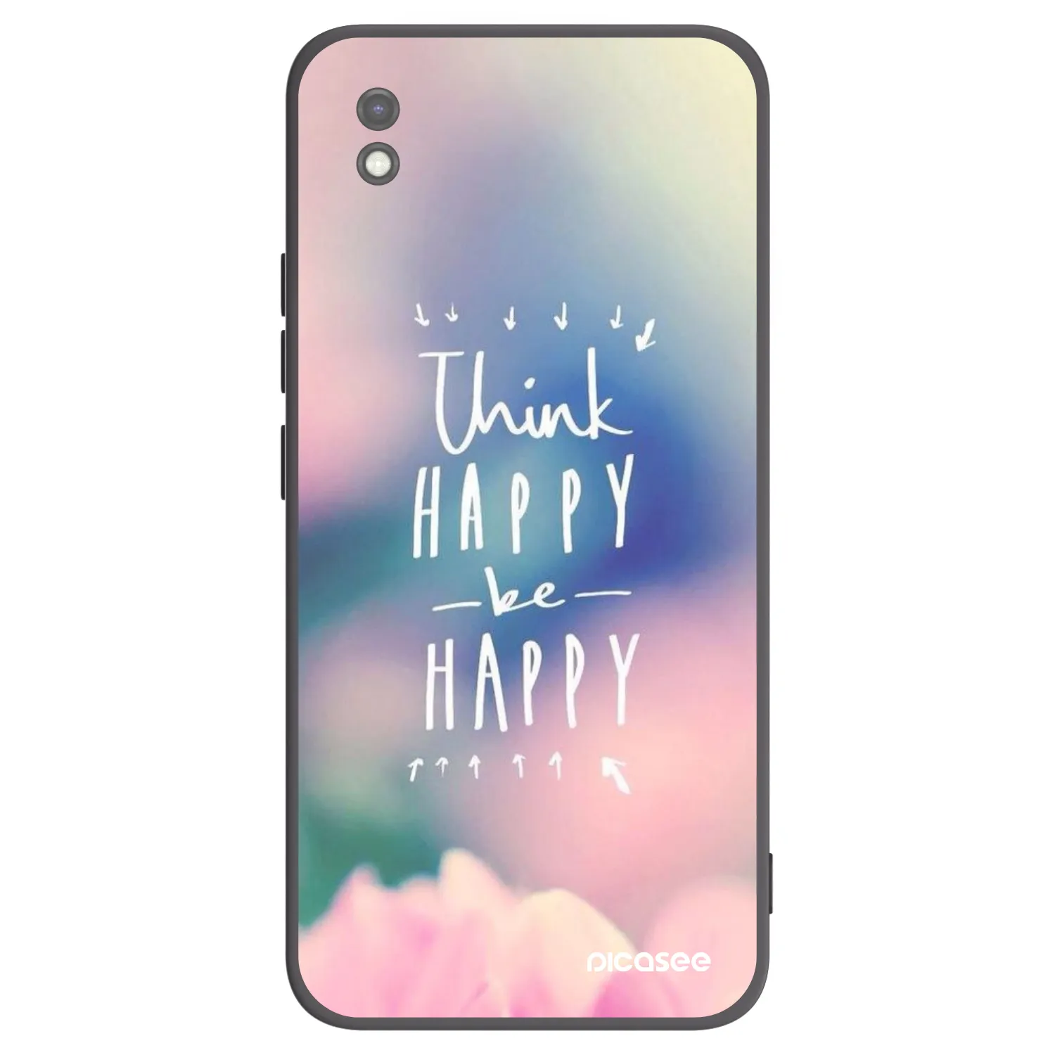 Picasee silikonowe czarne etui na Xiaomi Redmi 9AT - Think happy be happy