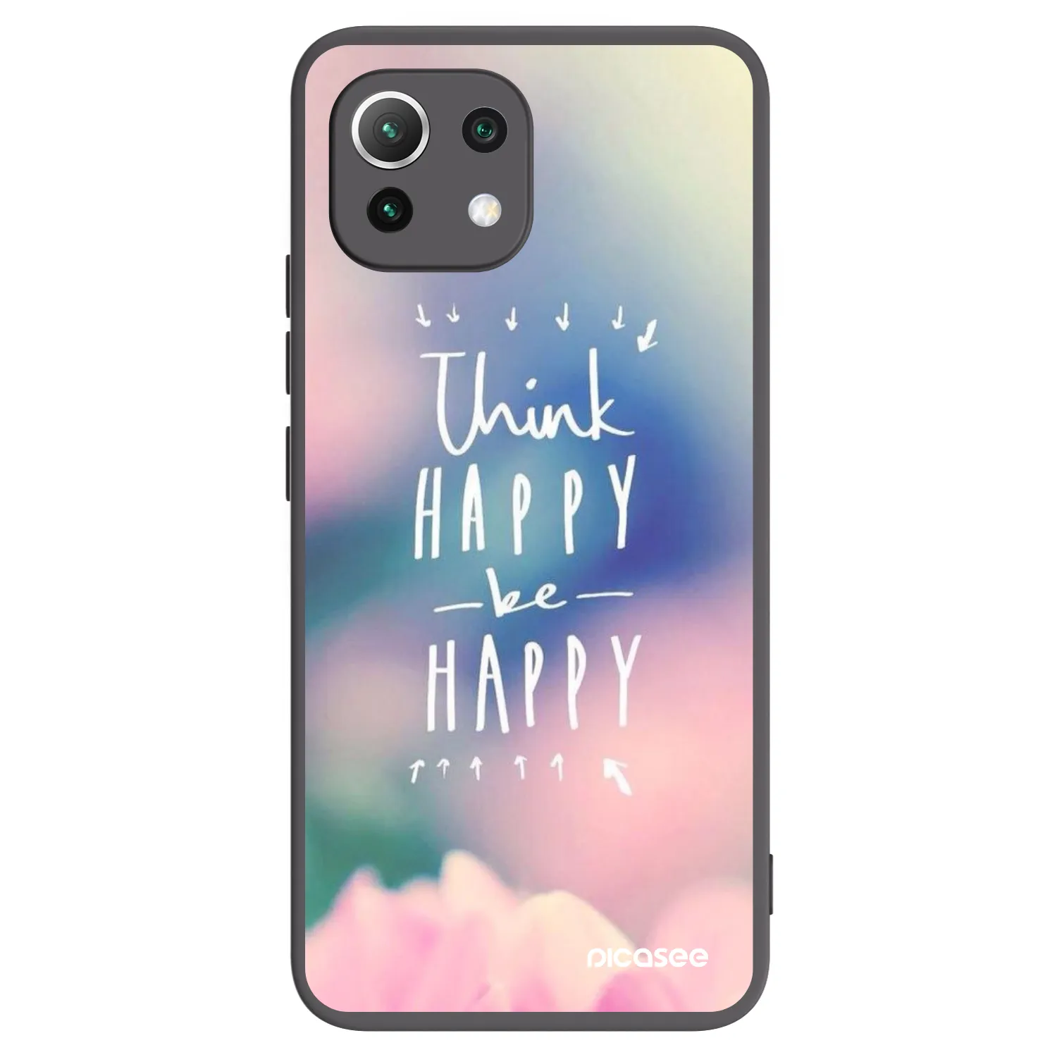 Picasee silikonowe czarne etui na Xiaomi Mi 11 Lite - Think happy be happy