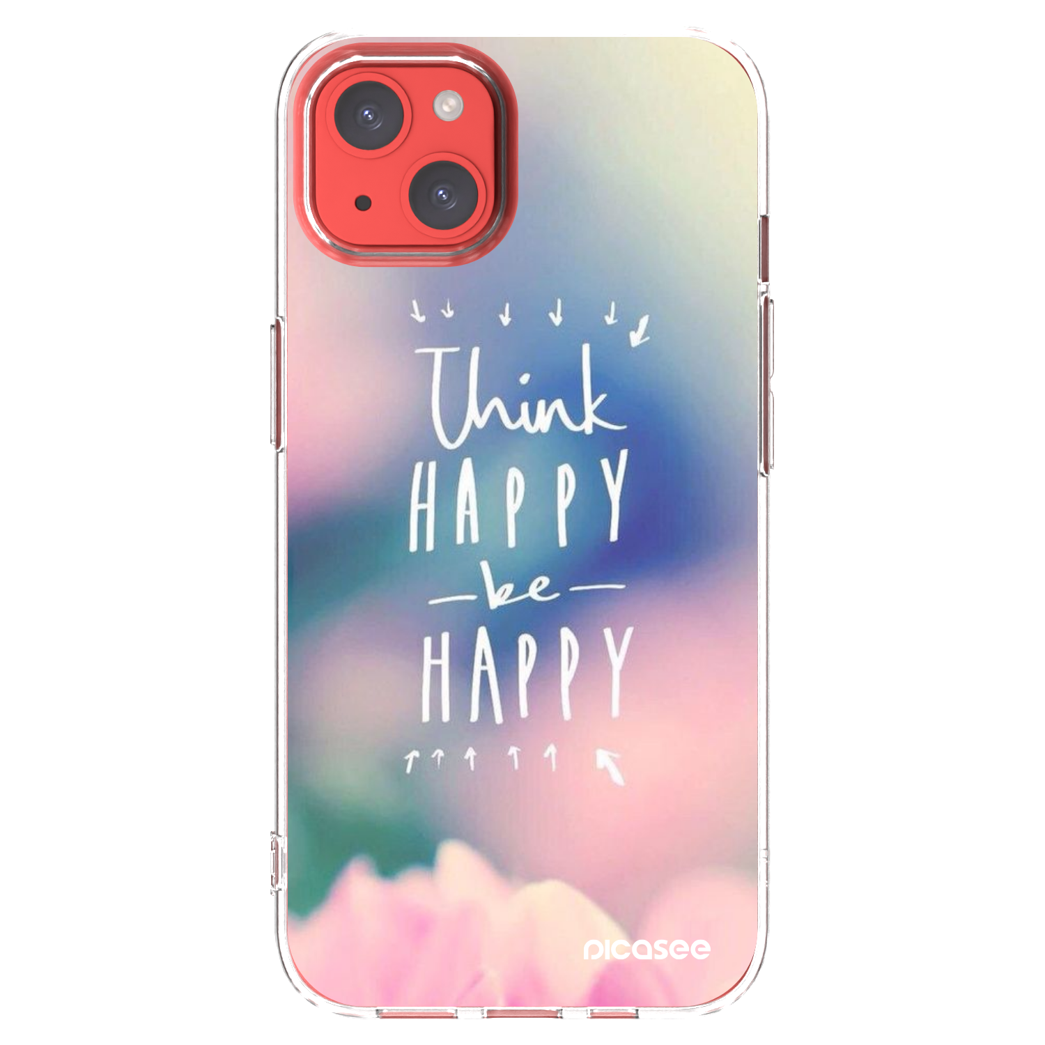 Picasee silikonowe przeźroczyste etui na Apple iPhone 13 - Think happy be happy