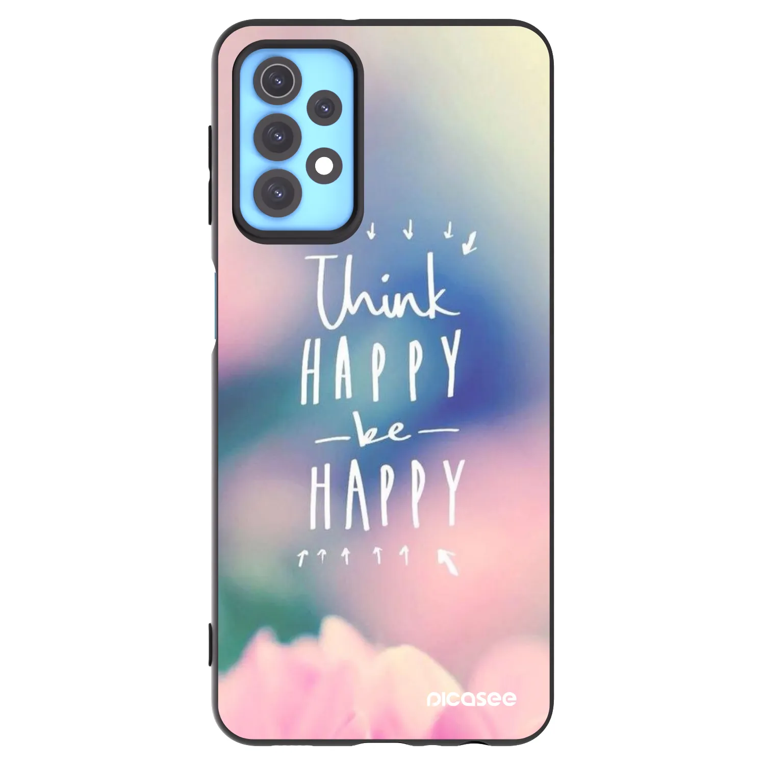 Picasee silikonowe czarne etui na Samsung Galaxy A32 4G SM-A325F - Think happy be happy
