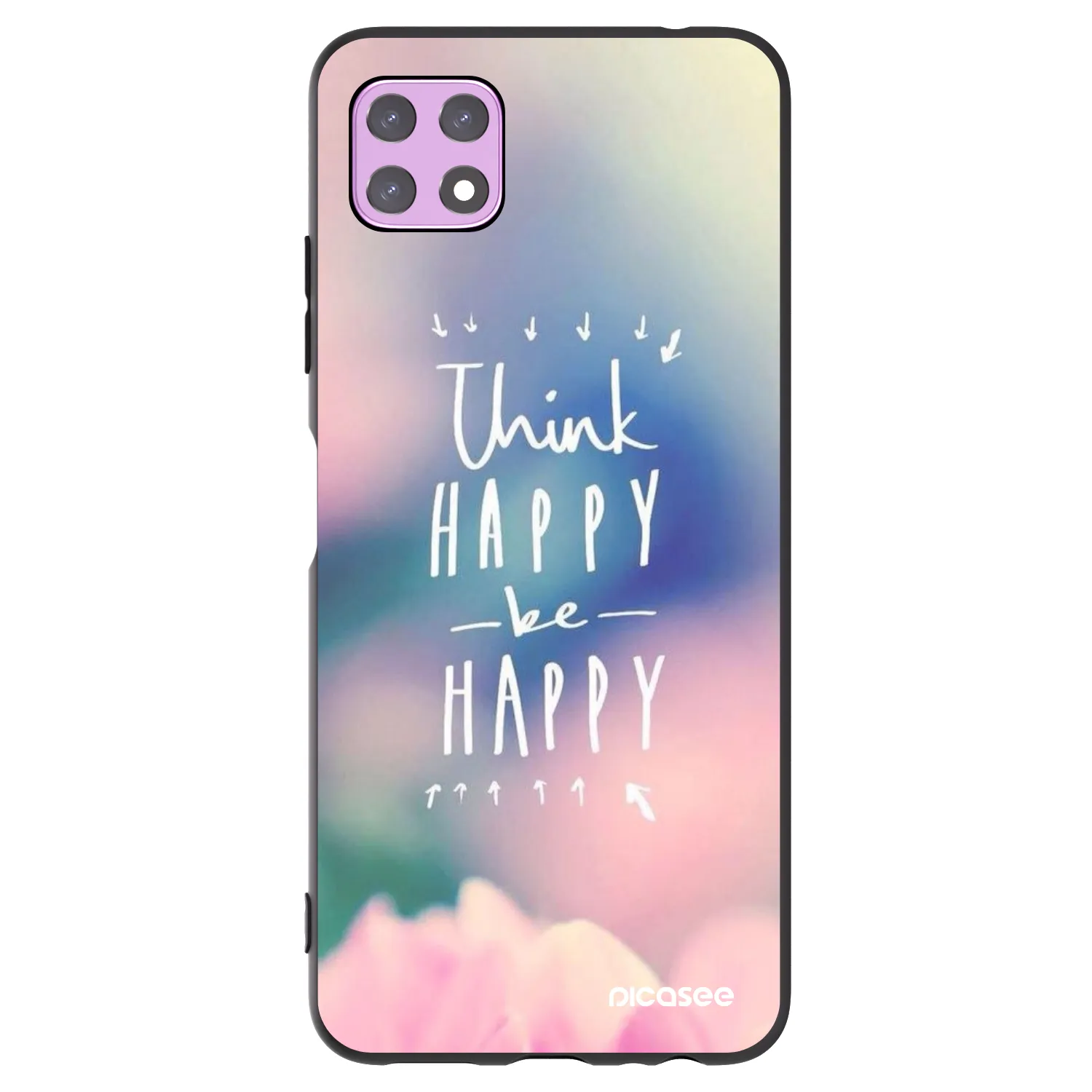 Picasee silikonowe czarne etui na Samsung Galaxy A22 A226B 5G - Think happy be happy