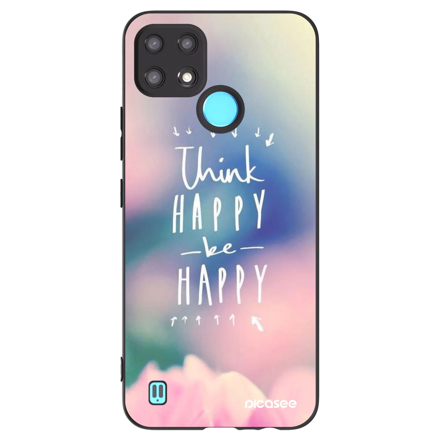 Picasee silikonowe czarne etui na Realme C21 - Think happy be happy