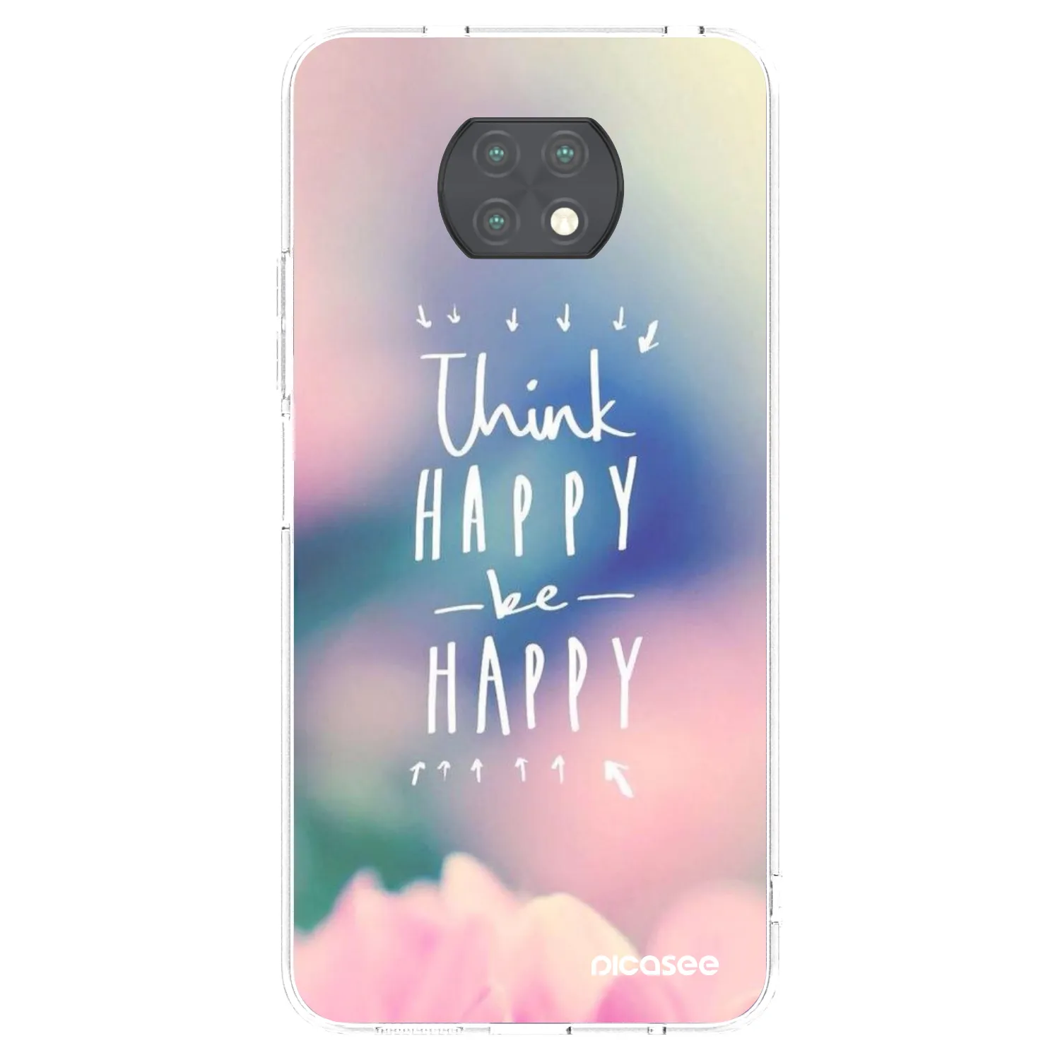 Picasee silikonowe przeźroczyste etui na Xiaomi Redmi Note 9T - Think happy be happy