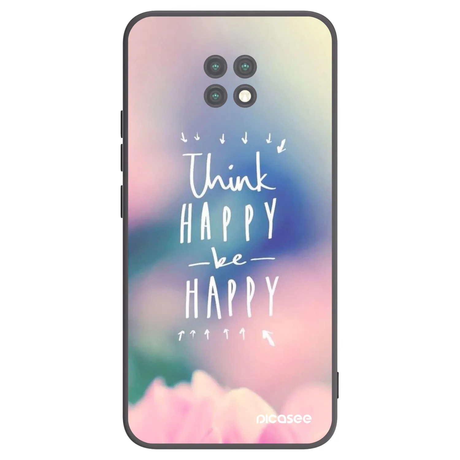 Picasee silikonowe czarne etui na Xiaomi Redmi Note 9T - Think happy be happy