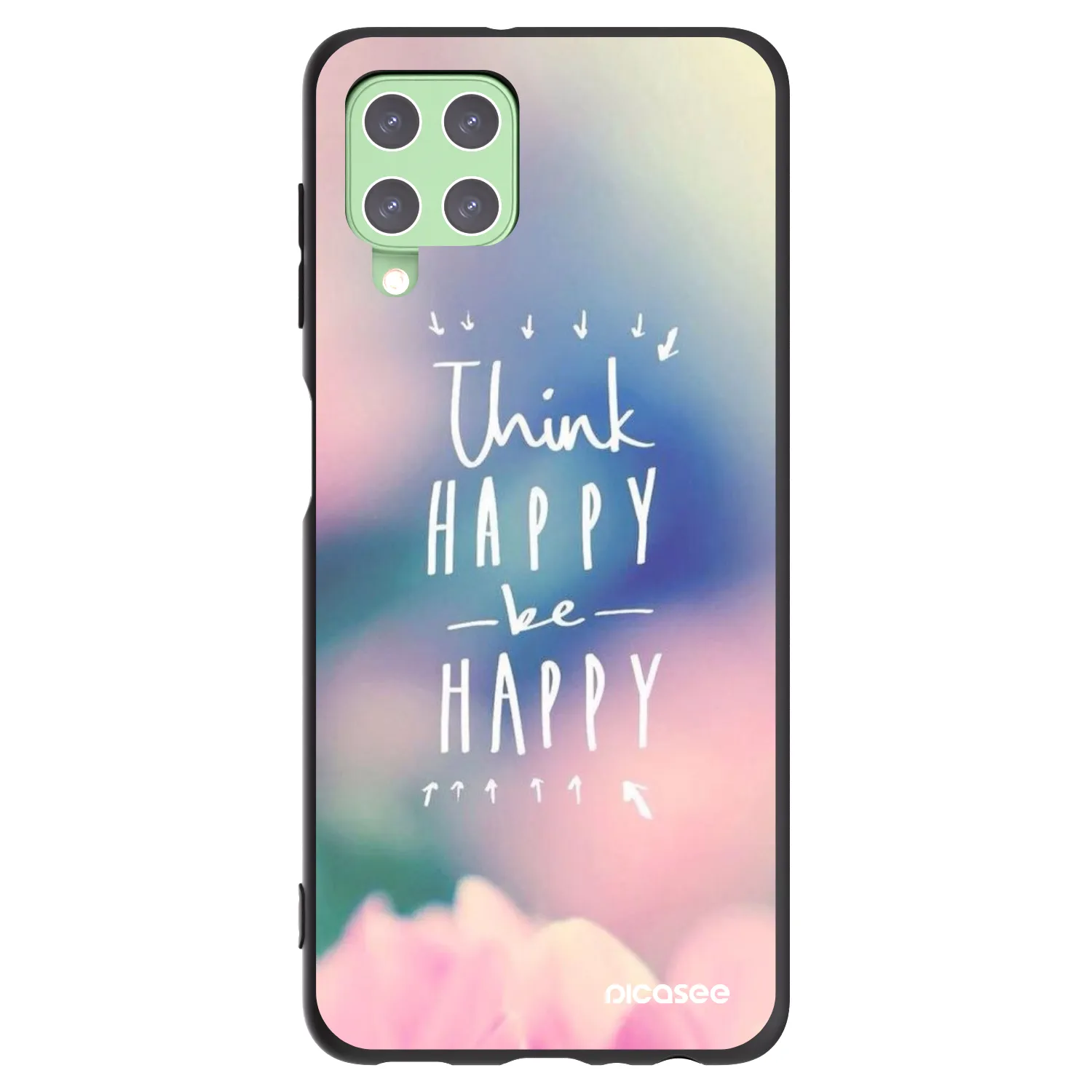 Picasee silikonowe czarne etui na Samsung Galaxy A22 A225F 4G - Think happy be happy