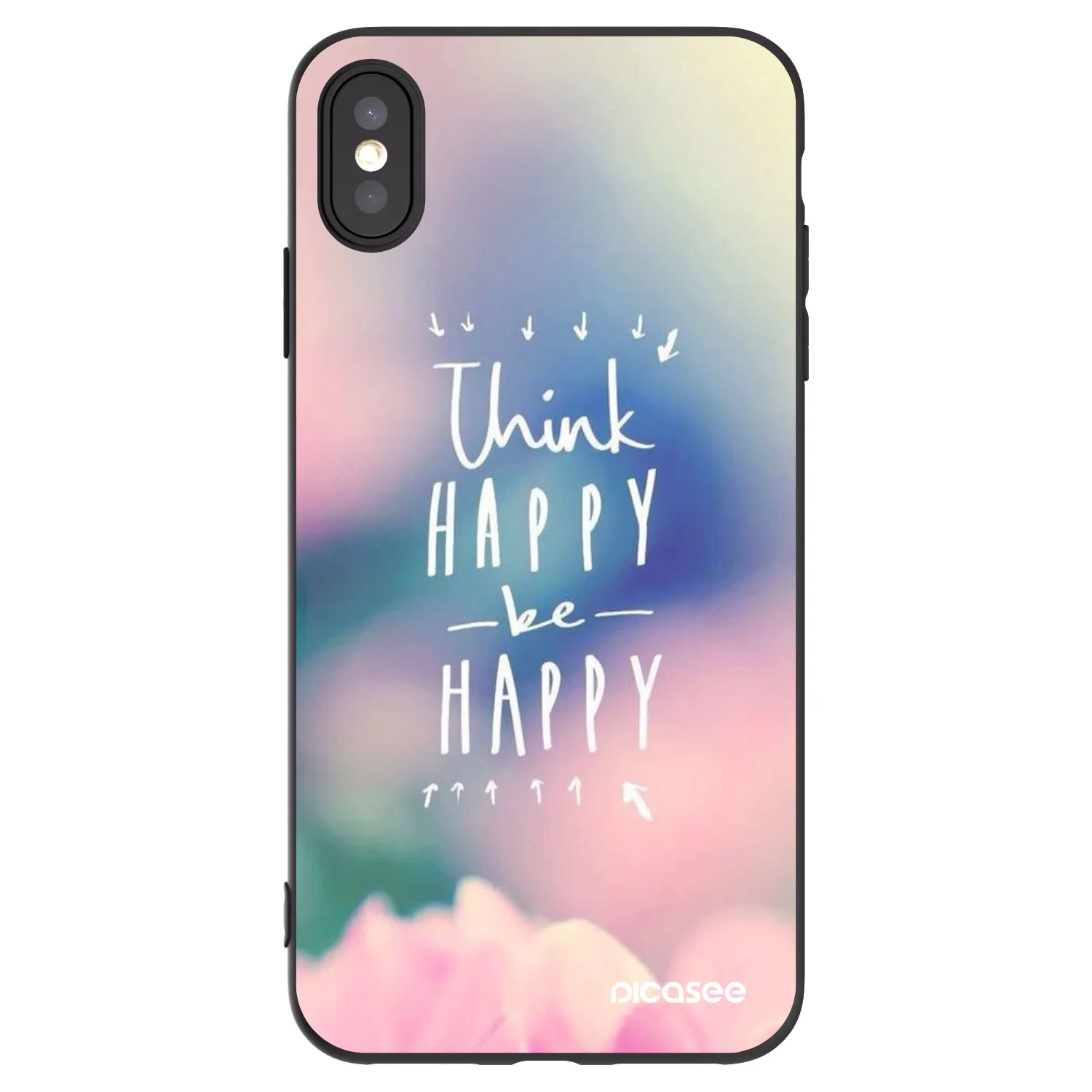 Picasee silikonowe czarne etui na Apple iPhone XS Max - Think happy be happy