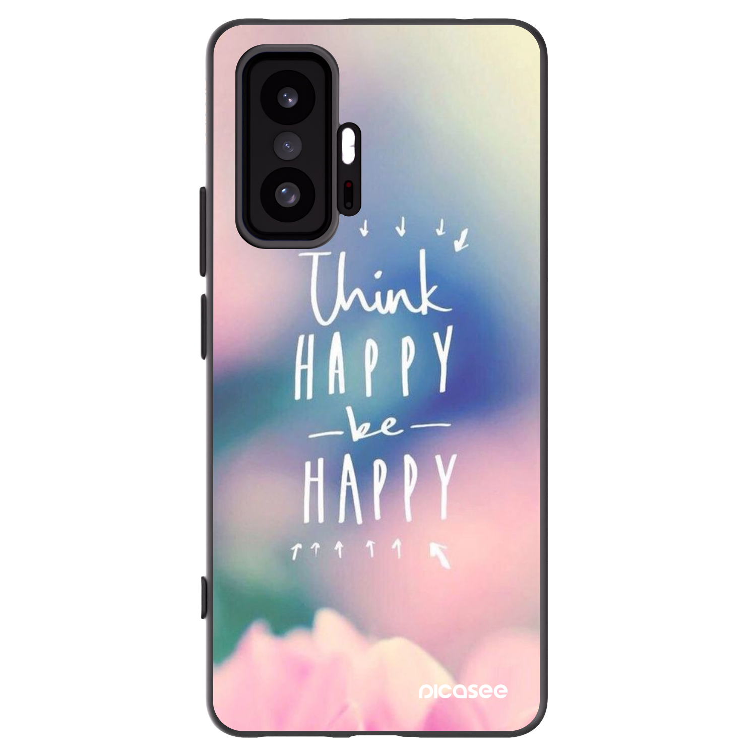Picasee silikonowe czarne etui na Xiaomi 11T Pro - Think happy be happy