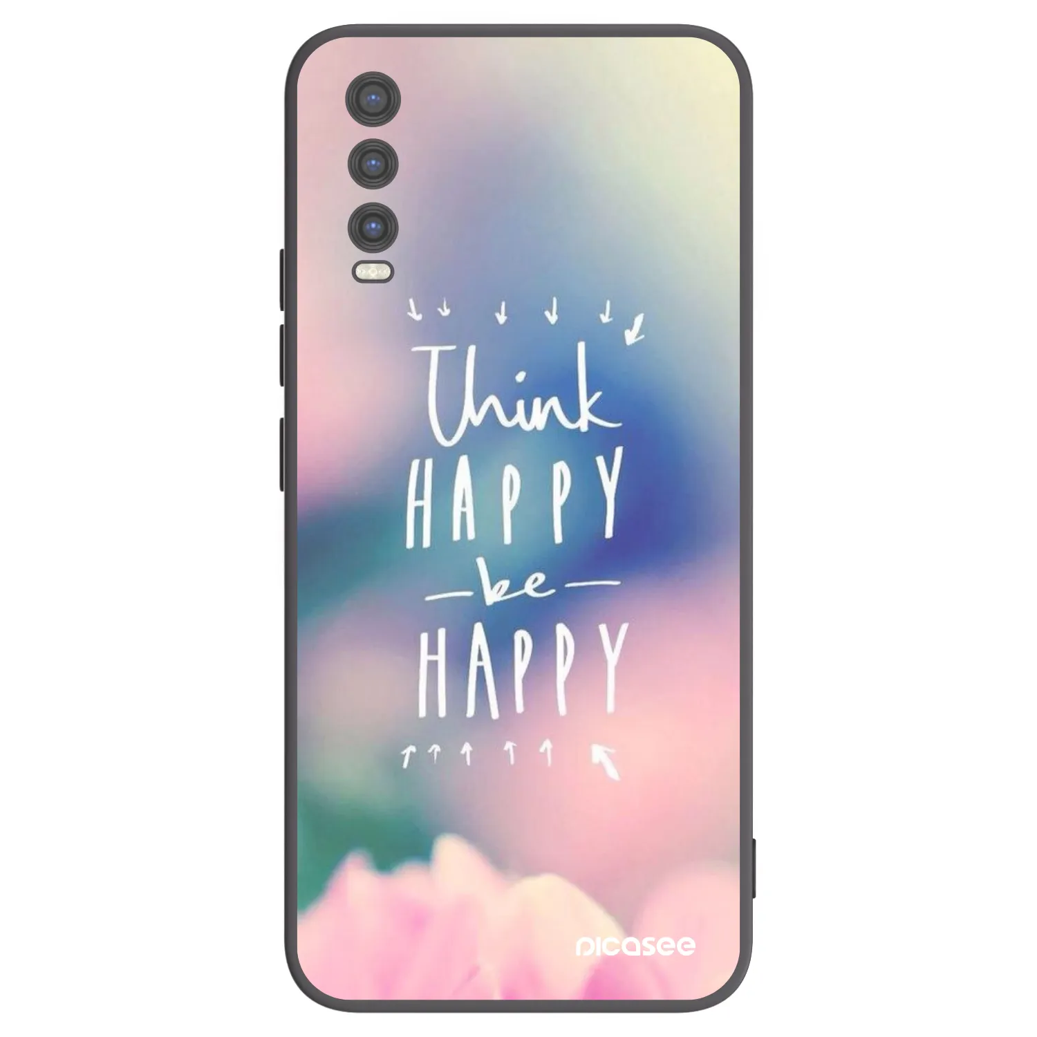 Picasee silikonowe czarne etui na Vivo Y20s - Think happy be happy