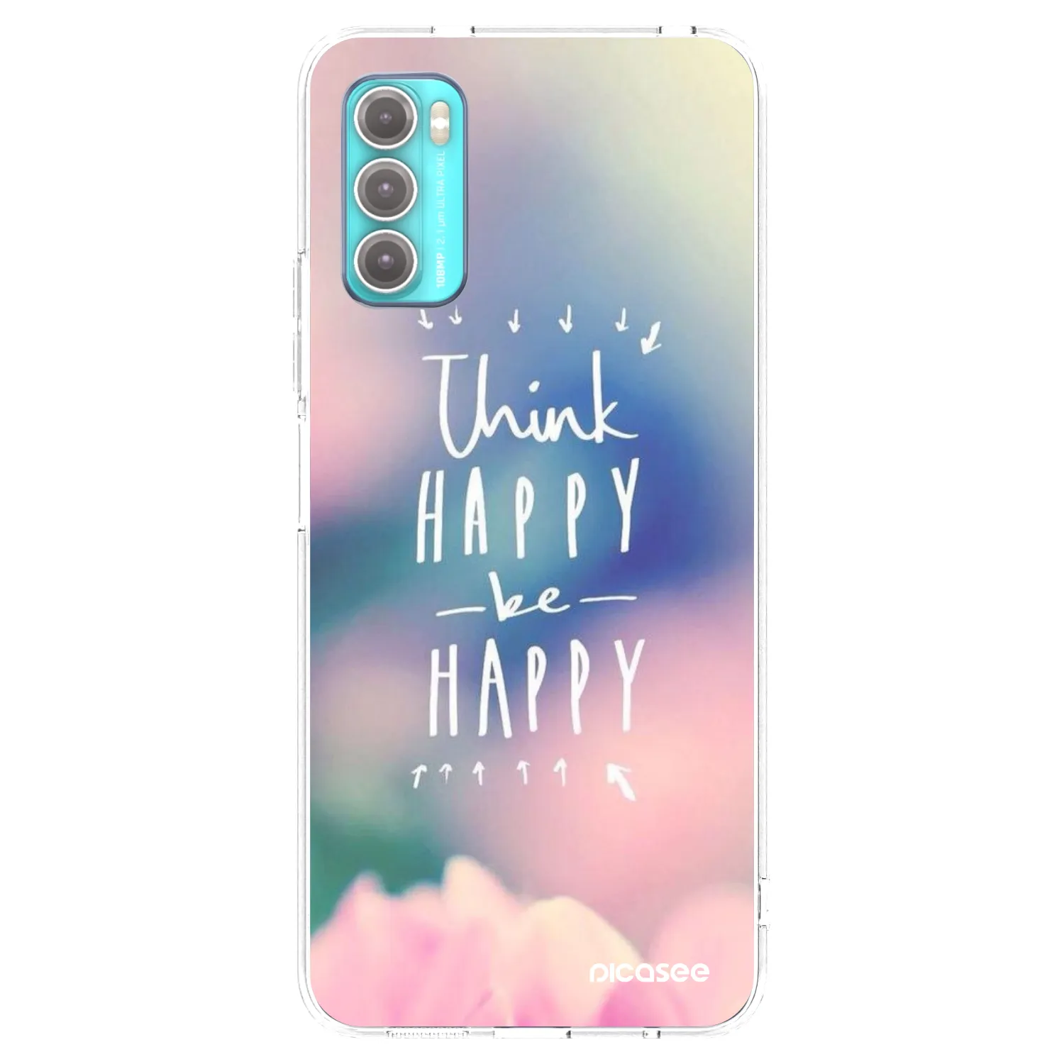Picasee silikonowe przeźroczyste etui na Motorola Moto G60 - Think happy be happy