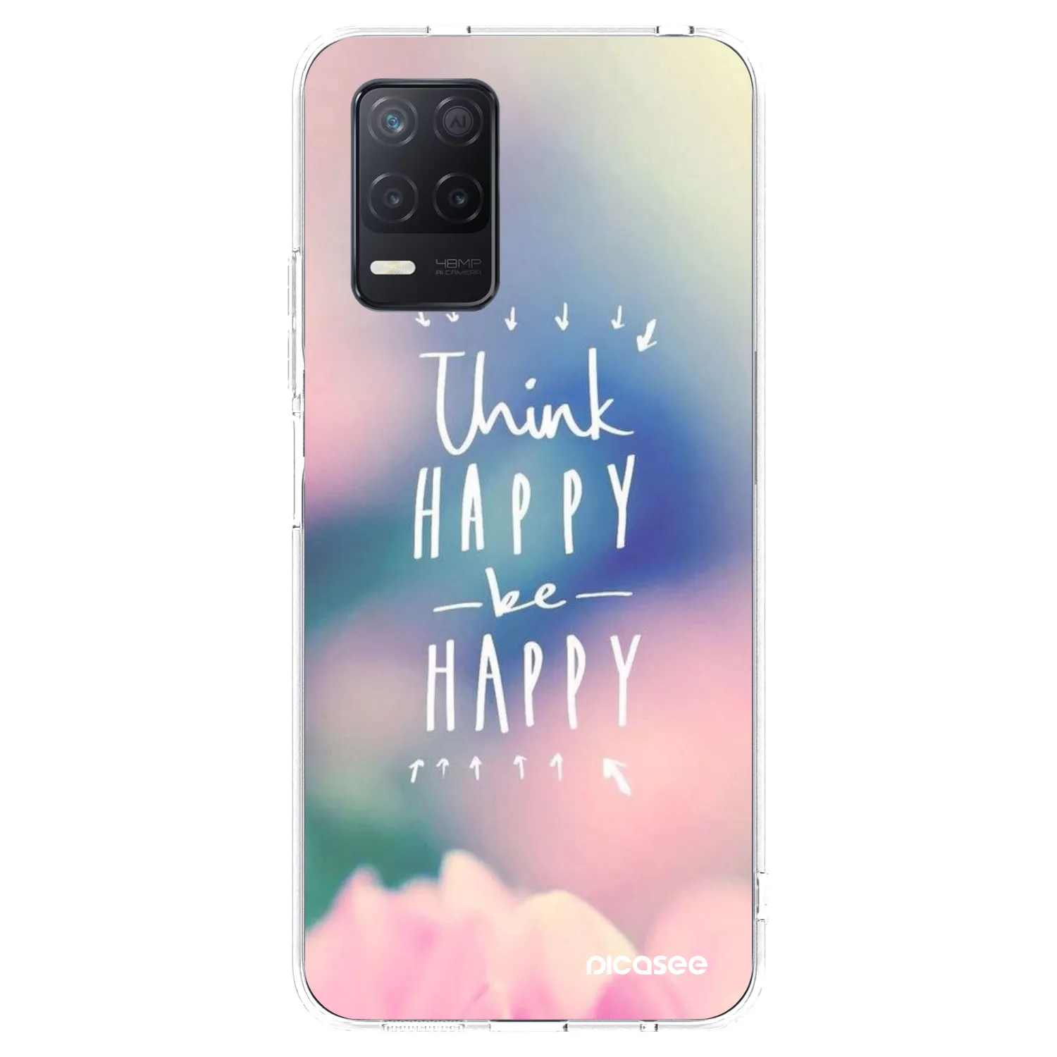 Picasee silikonowe przeźroczyste etui na Realme 8 5G - Think happy be happy
