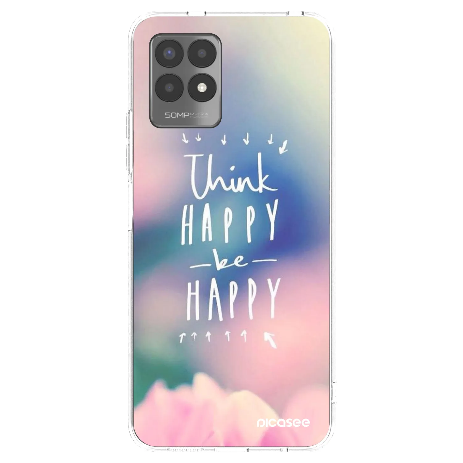 Picasee silikonowe przeźroczyste etui na Realme 8i - Think happy be happy