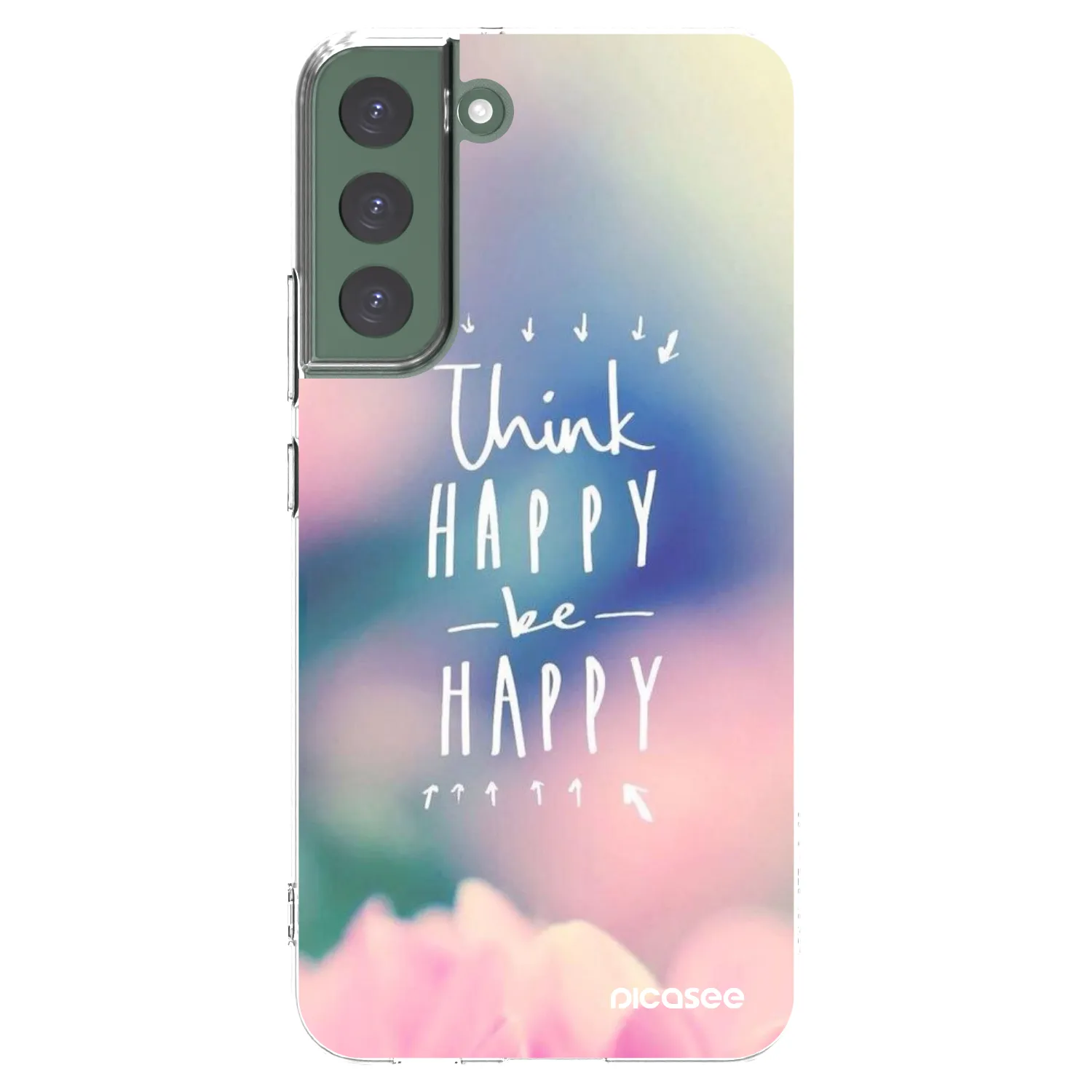 Picasee silikonowe przeźroczyste etui na Samsung Galaxy S22+ 5G - Think happy be happy