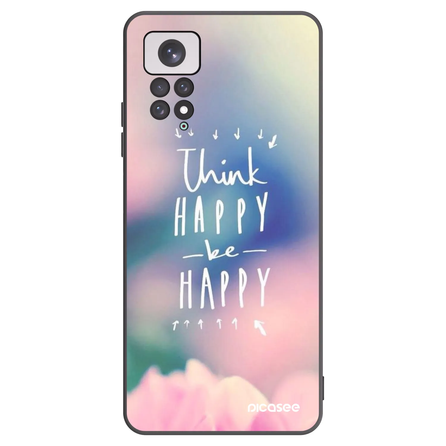 Picasee silikonowe czarne etui na Xiaomi Redmi Note 11 - Think happy be happy