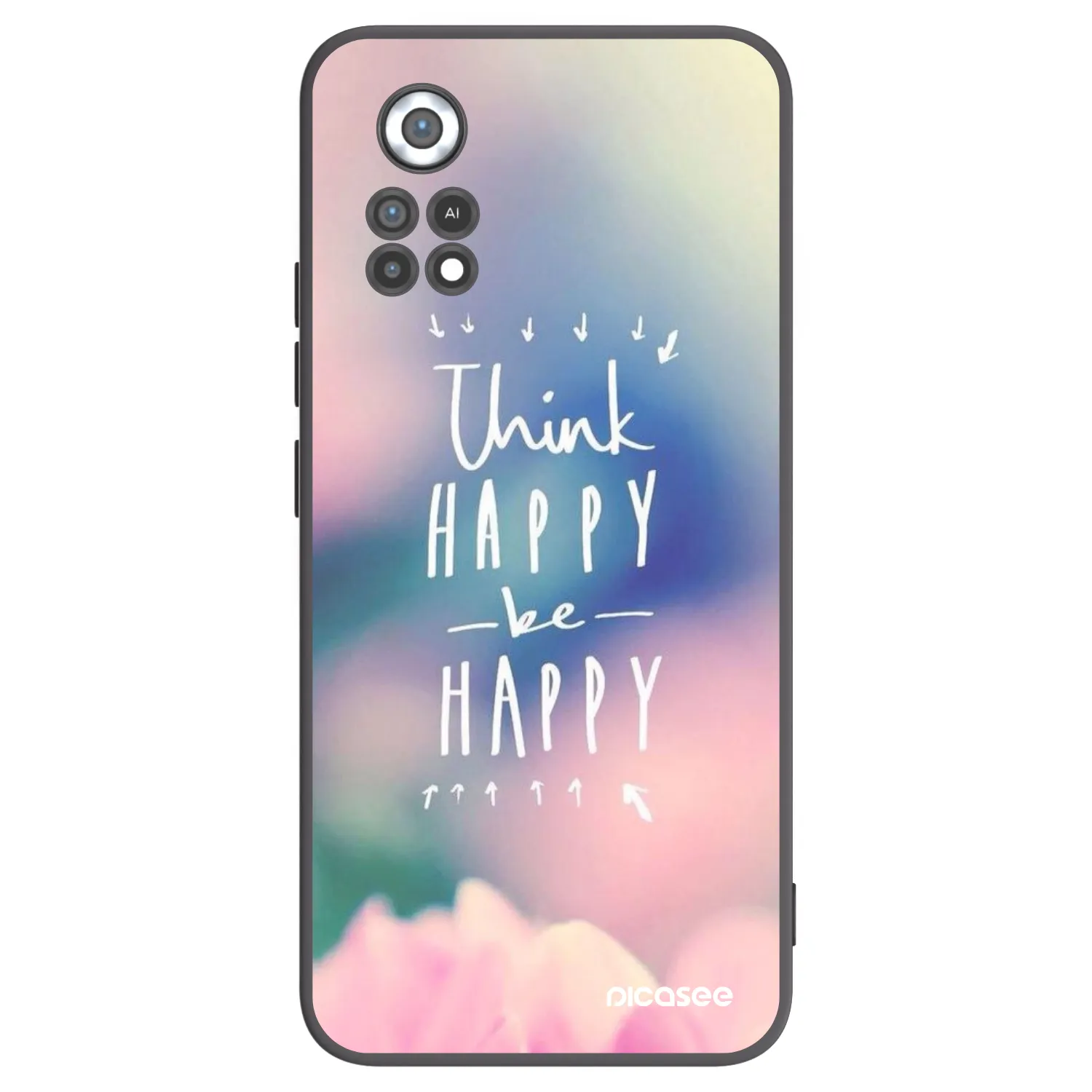 Picasee silikonowe czarne etui na Xiaomi Poco X4 Pro 5G - Think happy be happy