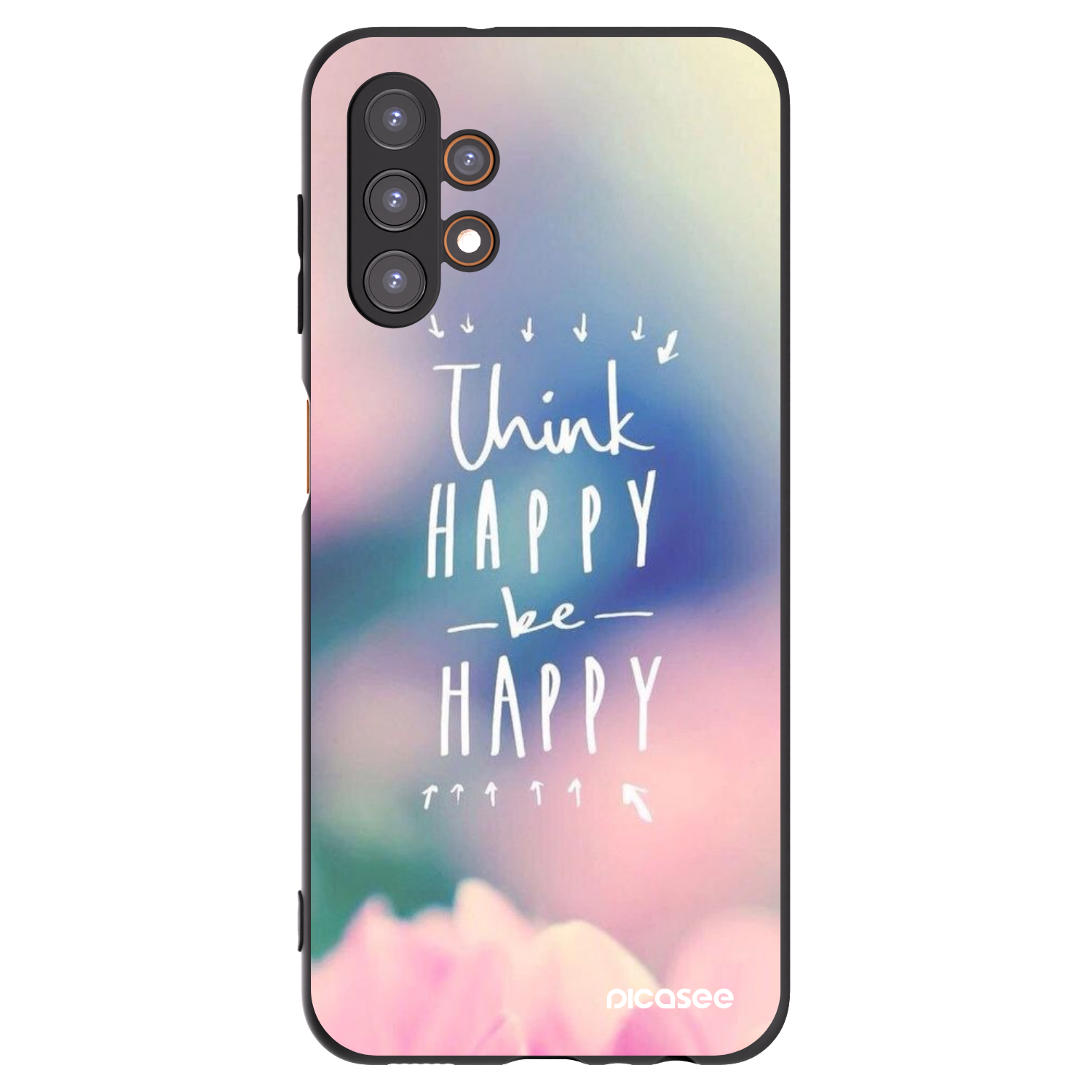 Picasee silikonowe czarne etui na Samsung Galaxy A13 4G A135 - Think happy be happy