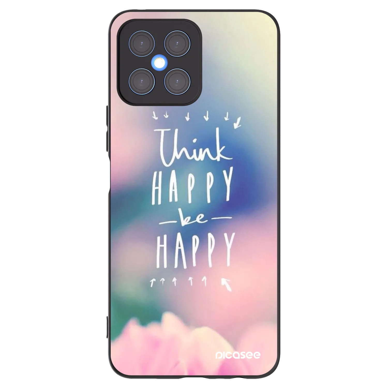 Picasee silikonowe czarne etui na Honor X8 4G - Think happy be happy