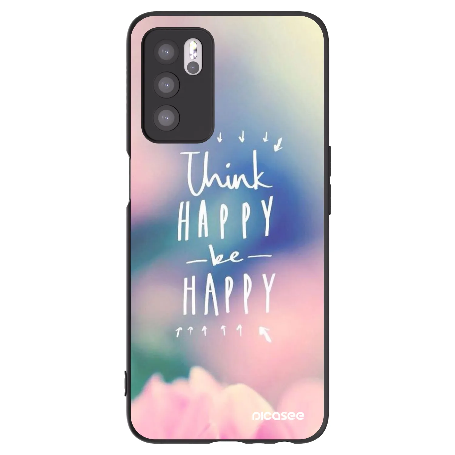 Picasee silikonowe czarne etui na OPPO A16s - Think happy be happy