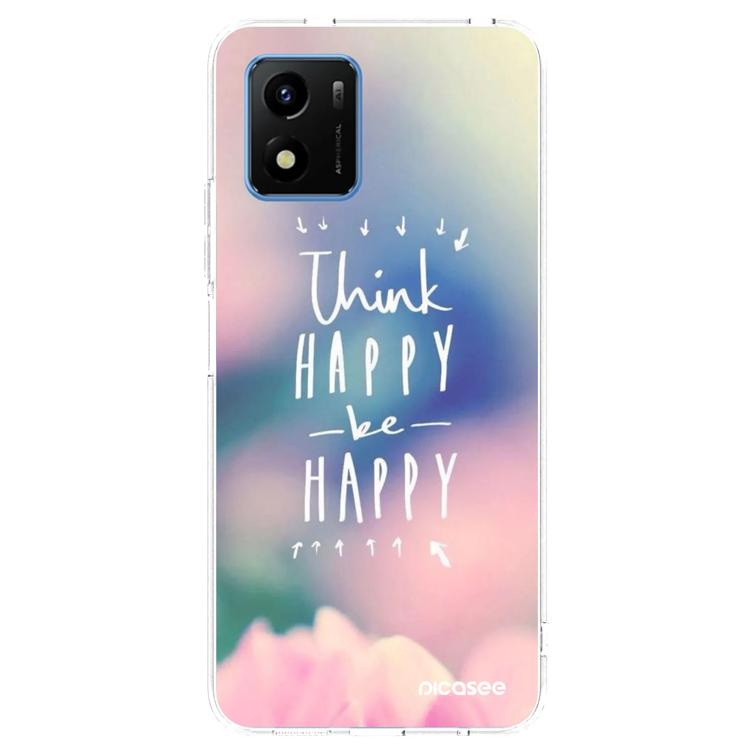 Picasee silikonowe przeźroczyste etui na Vivo Y01 - Think happy be happy