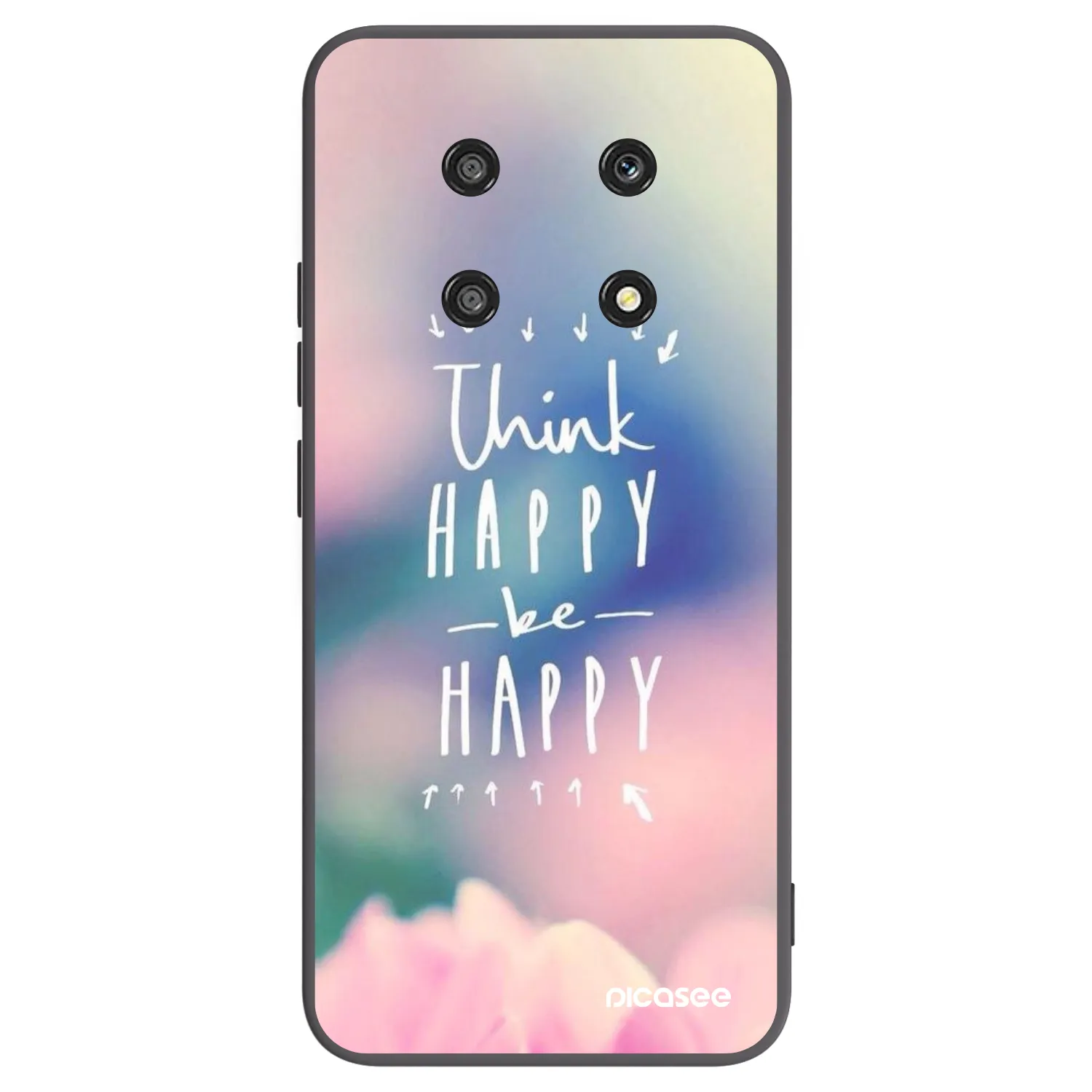 Picasee silikonowe czarne etui na Honor Magic4 Lite 5G - Think happy be happy