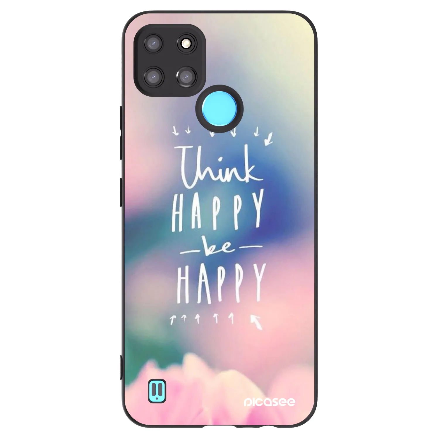 Picasee silikonowe czarne etui na Realme C21Y - Think happy be happy