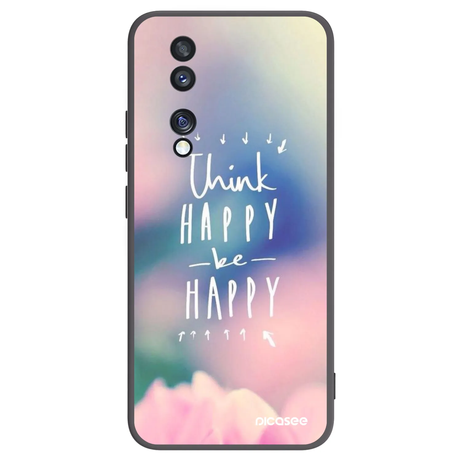 Picasee silikonowe czarne etui na Honor 70 - Think happy be happy