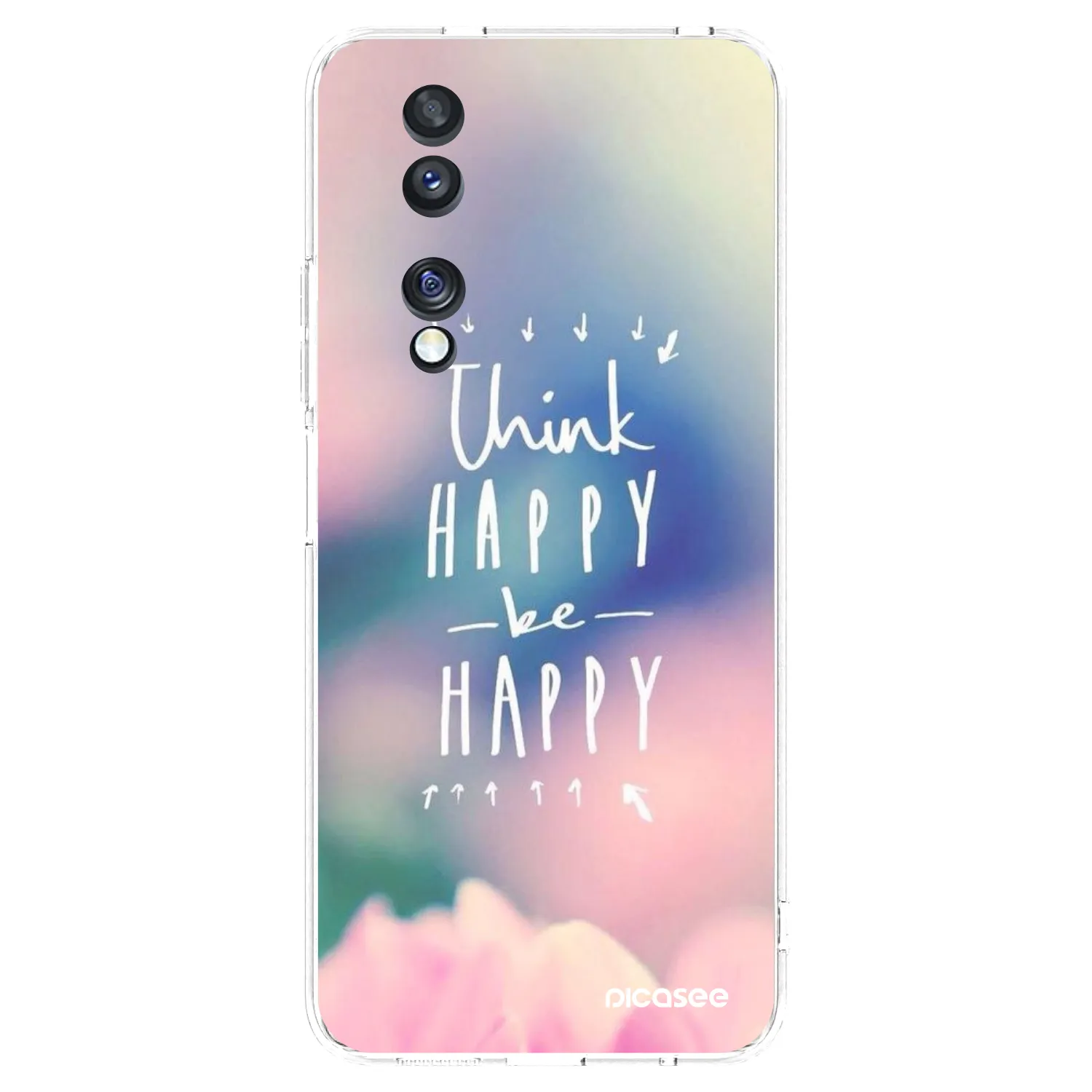 Picasee silikonowe przeźroczyste etui na Honor 70 - Think happy be happy