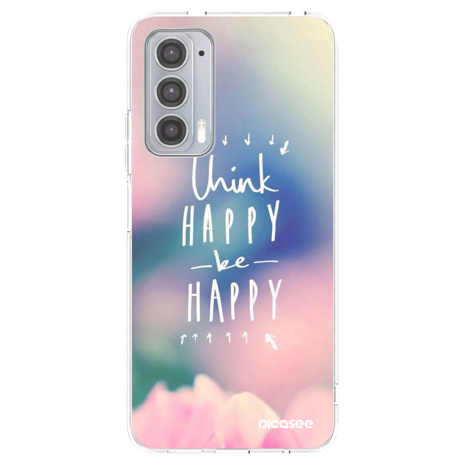 Picasee silikonowe przeźroczyste etui na Motorola Edge 20 - Think happy be happy