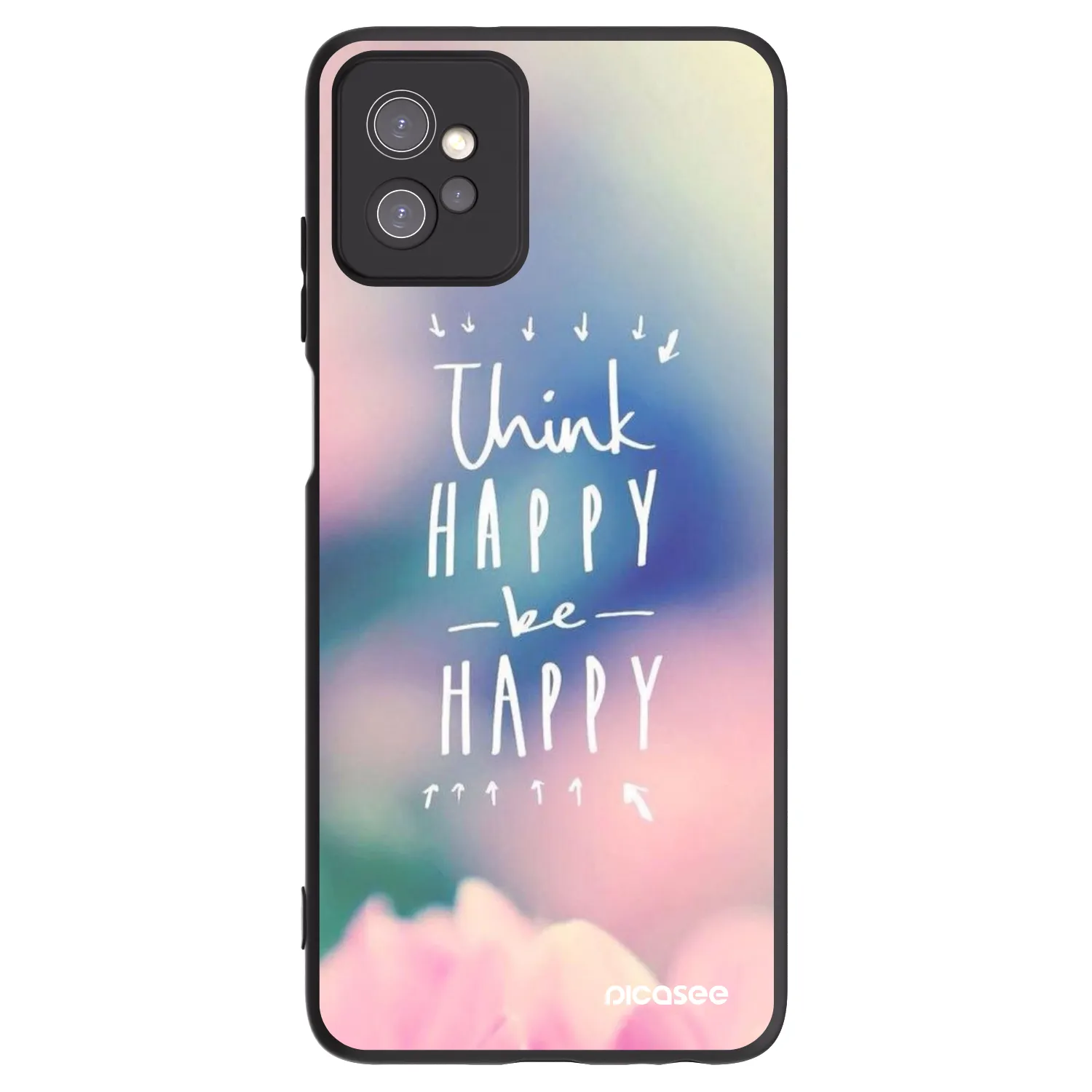 Picasee silikonowe czarne etui na Motorola Moto G32 - Think happy be happy