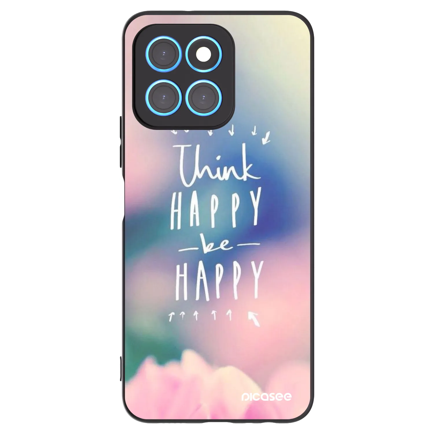 Picasee silikonowe czarne etui na Honor X8 5G - Think happy be happy