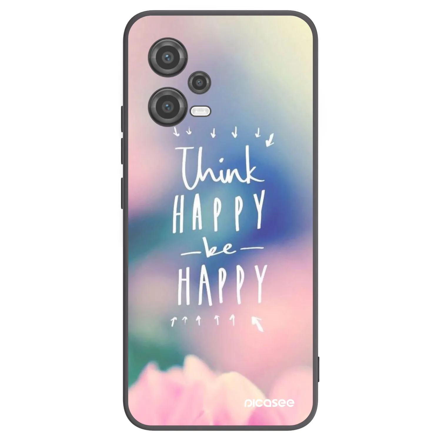 Picasee silikonowe czarne etui na Xiaomi Poco X5 - Think happy be happy