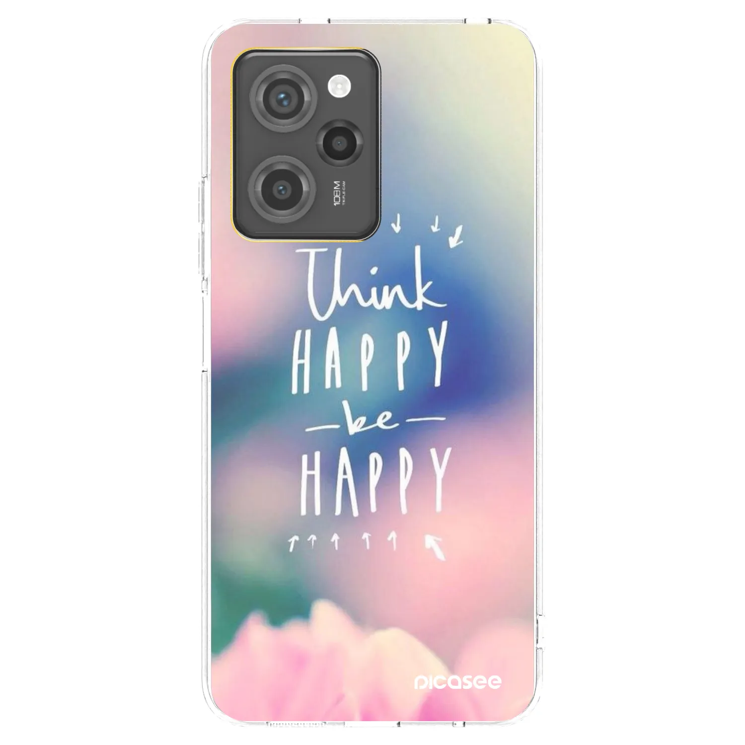 Picasee silikonowe przeźroczyste etui na Xiaomi Poco X5 Pro - Think happy be happy