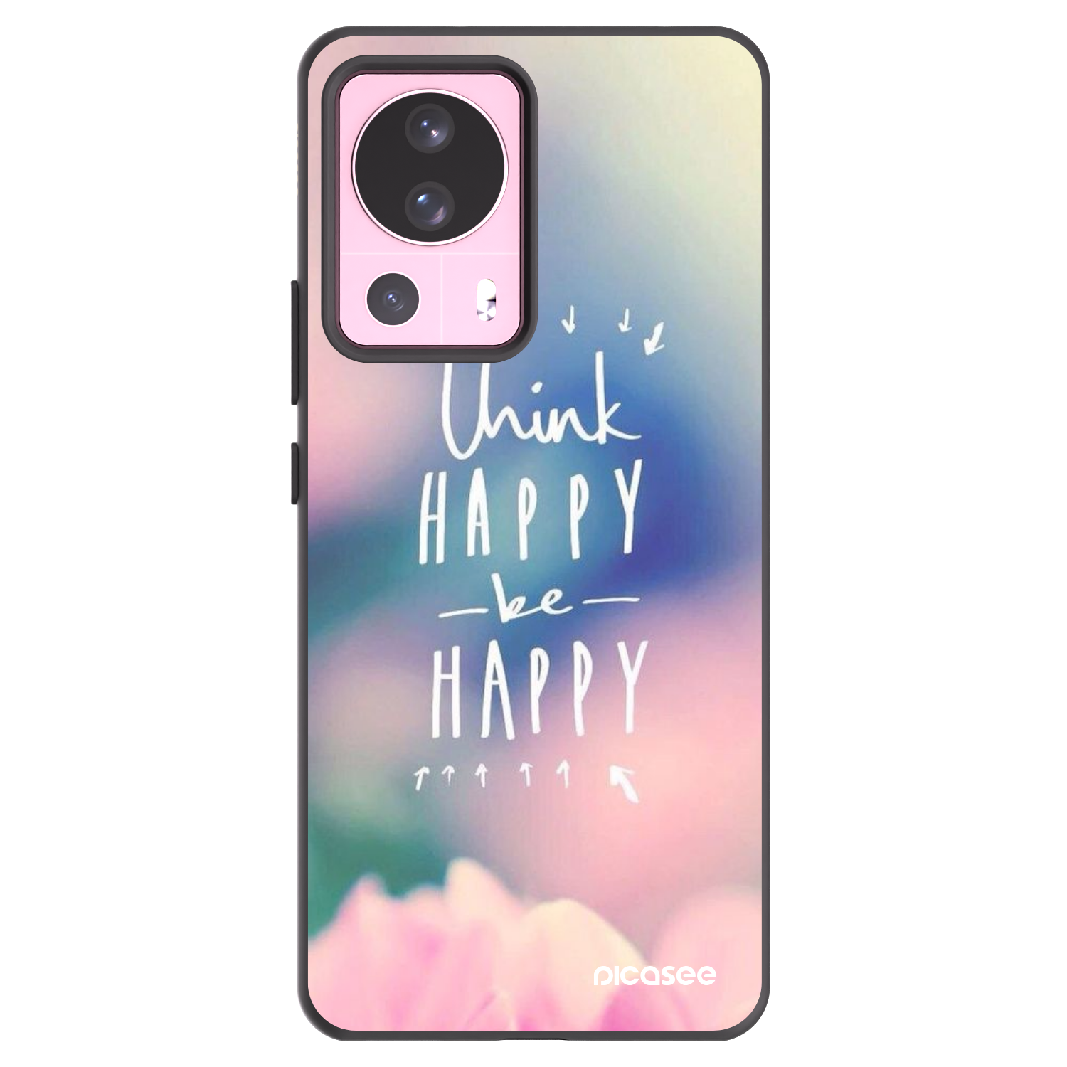 Picasee silikonowe czarne etui na Xiaomi 13 Lite - Think happy be happy