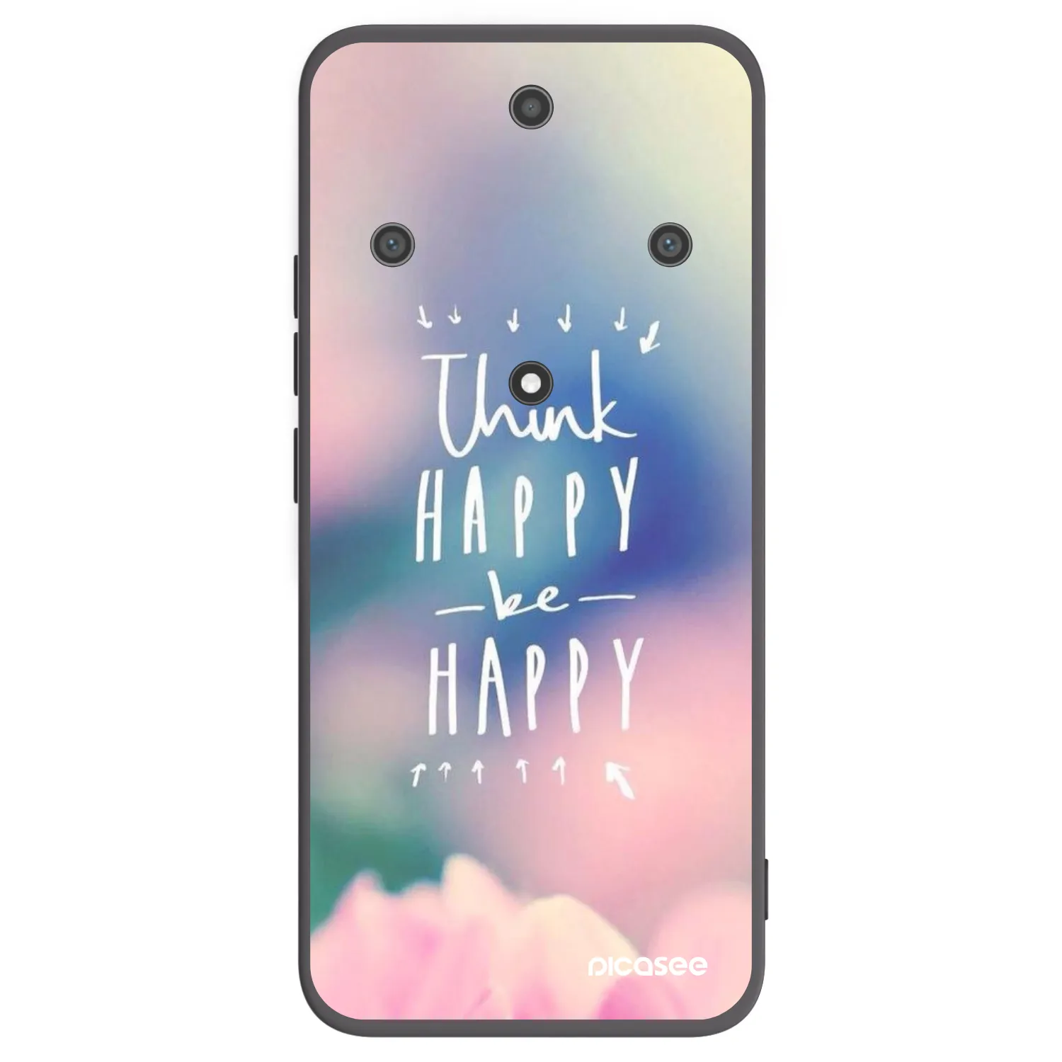 Picasee silikonowe czarne etui na Honor Magic5 Lite 5G - Think happy be happy