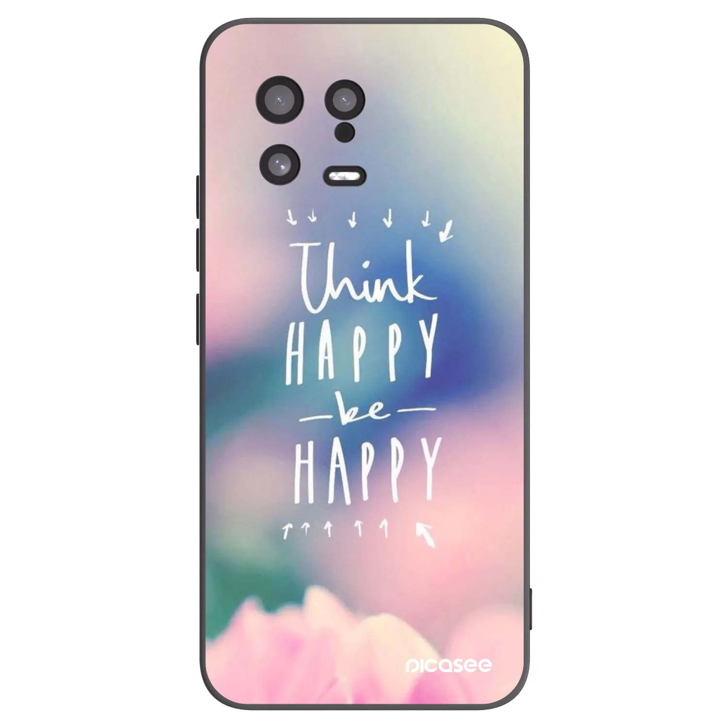 Picasee silikonowe czarne etui na Xiaomi 13 - Think happy be happy