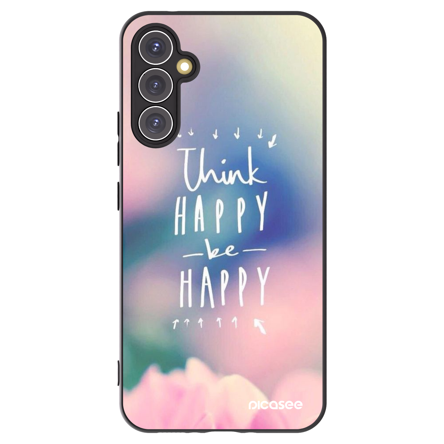 Picasee silikonowe czarne etui na Samsung Galaxy A34 5G A346B - Think happy be happy