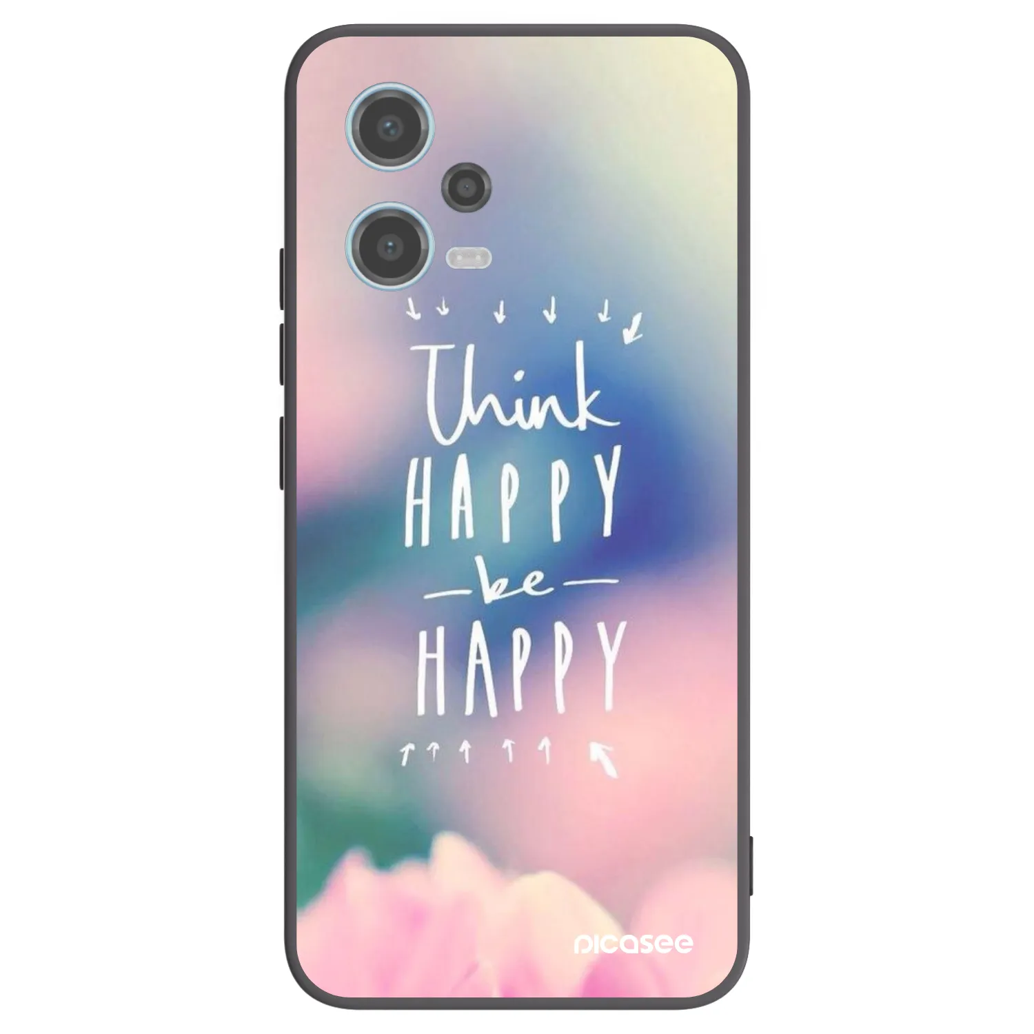 Picasee silikonowe czarne etui na Xiaomi Redmi Note 12 5G - Think happy be happy