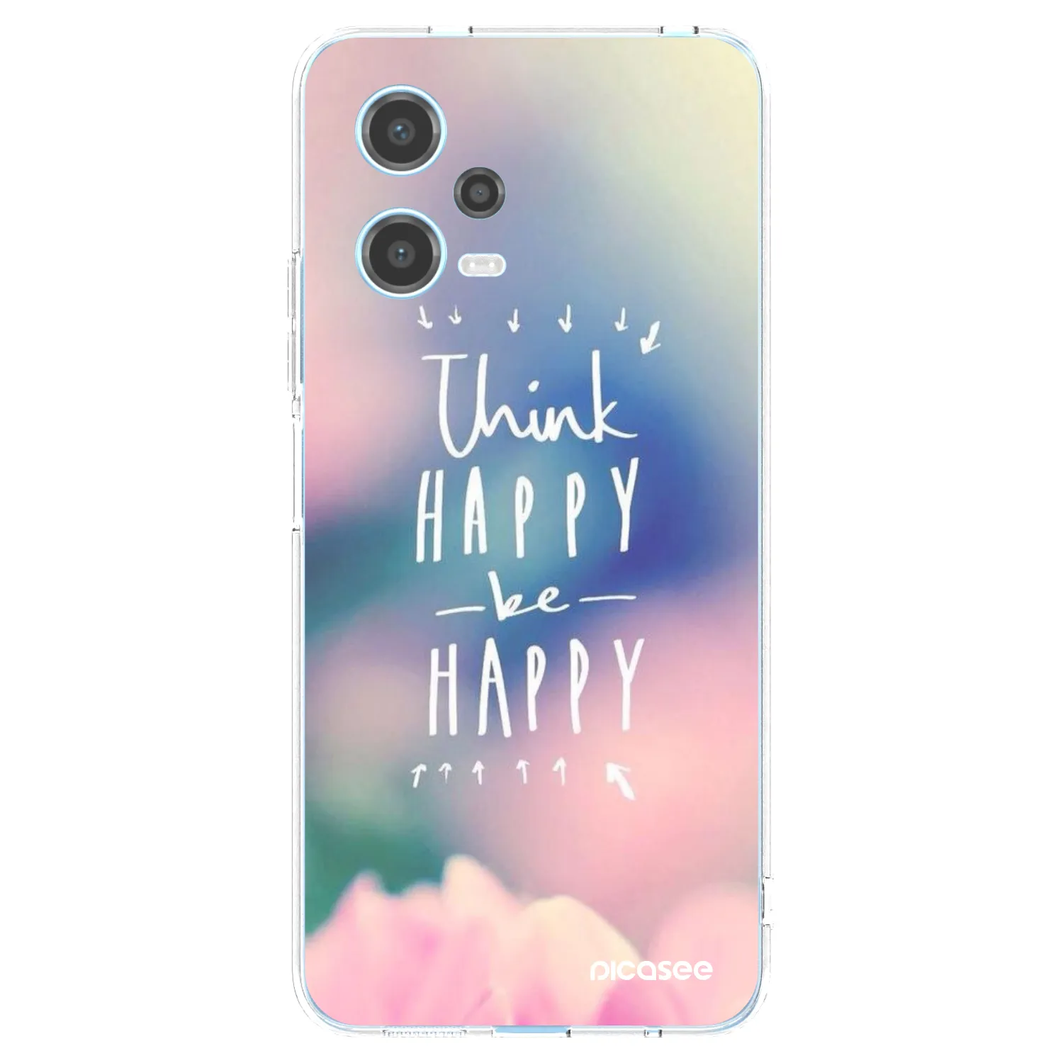Picasee silikonowe przeźroczyste etui na Xiaomi Redmi Note 12 5G - Think happy be happy