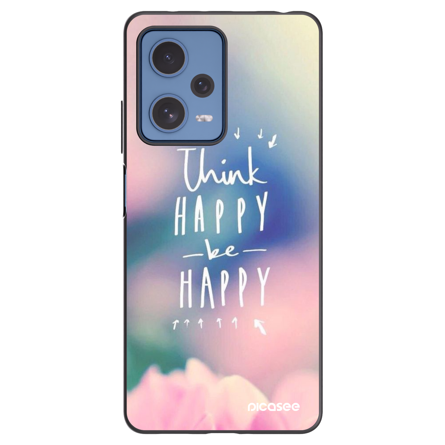 Picasee silikonowe czarne etui na Xiaomi Redmi Note 12 Pro 5G - Think happy be happy
